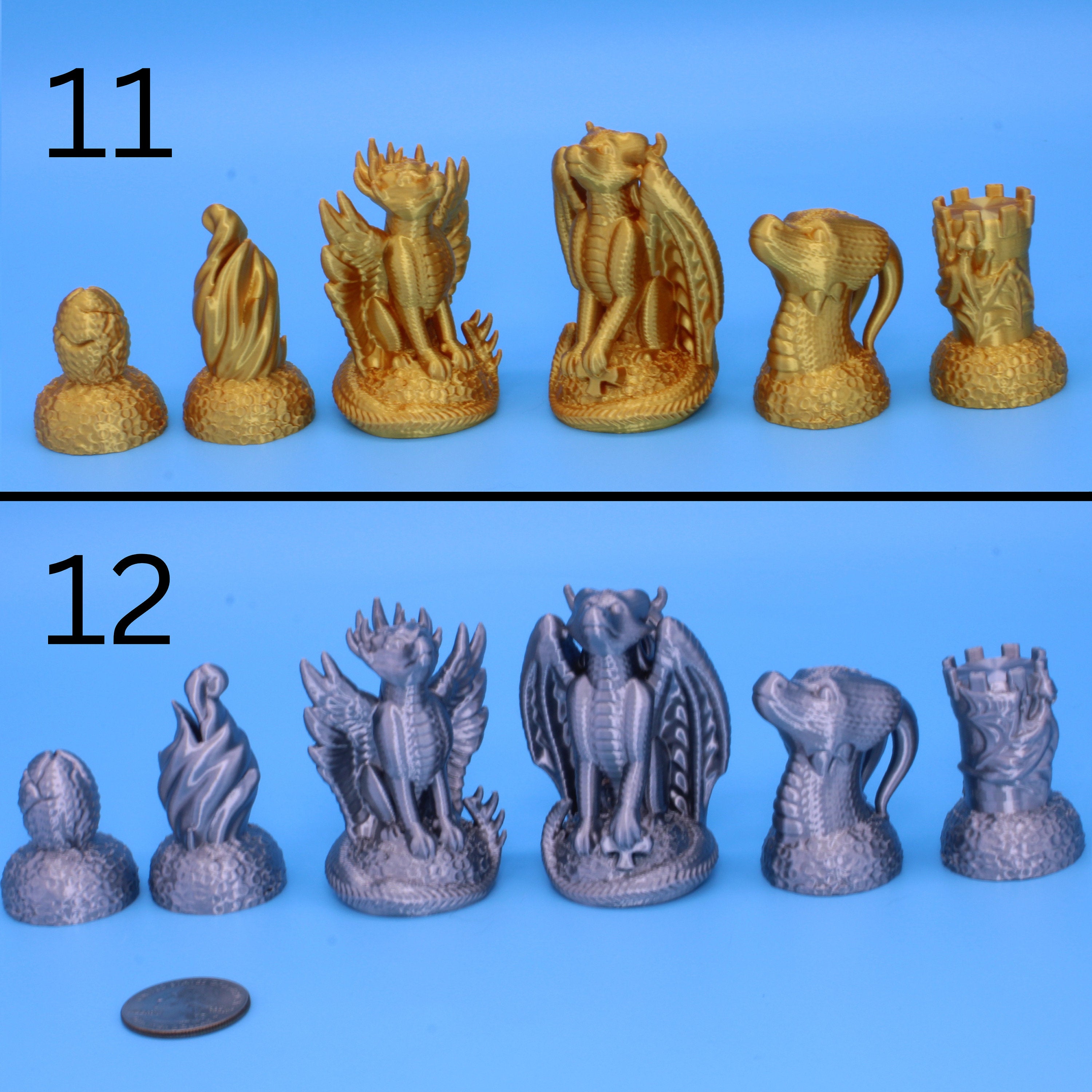 Dragon Chess Set 14 Variations - 3D Printed, Kekreations Authorized Seller.