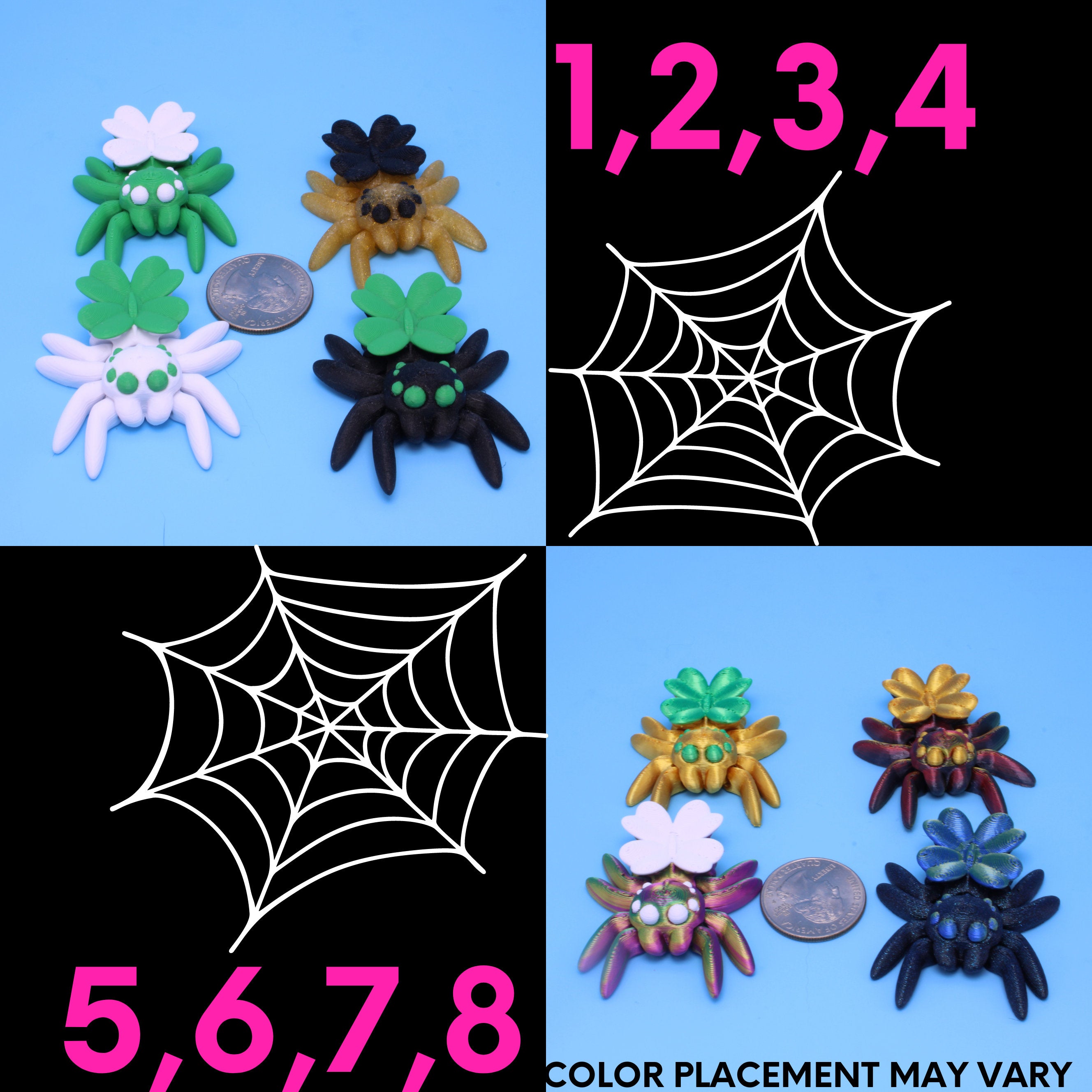 Tiny Spider with Four Leaf Clover- 3D printed