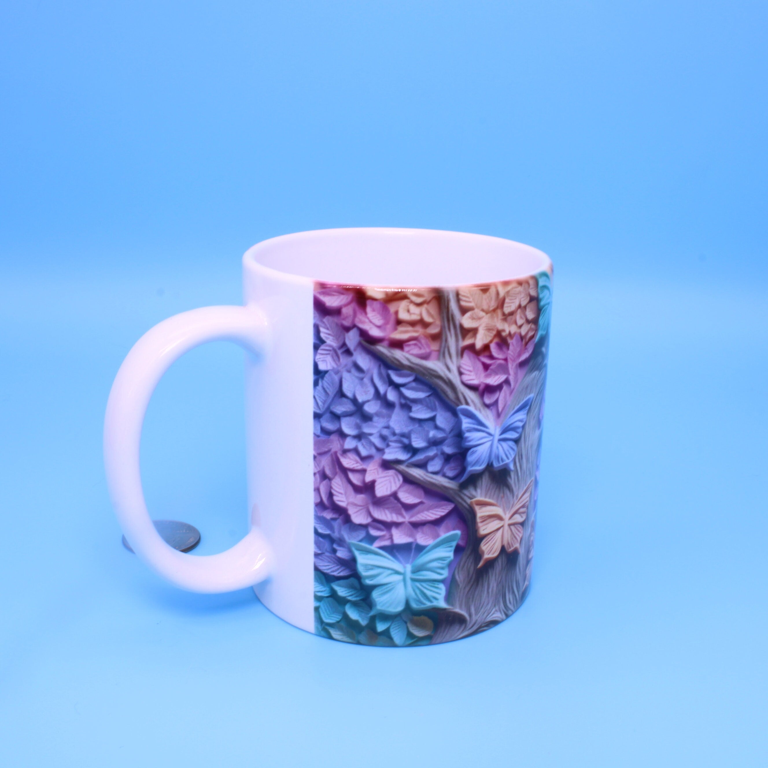Pastel Butterfly Ceramic Mug - Hot chocolate | Coffee | Hot Tea 11 0z. Perfect gift!