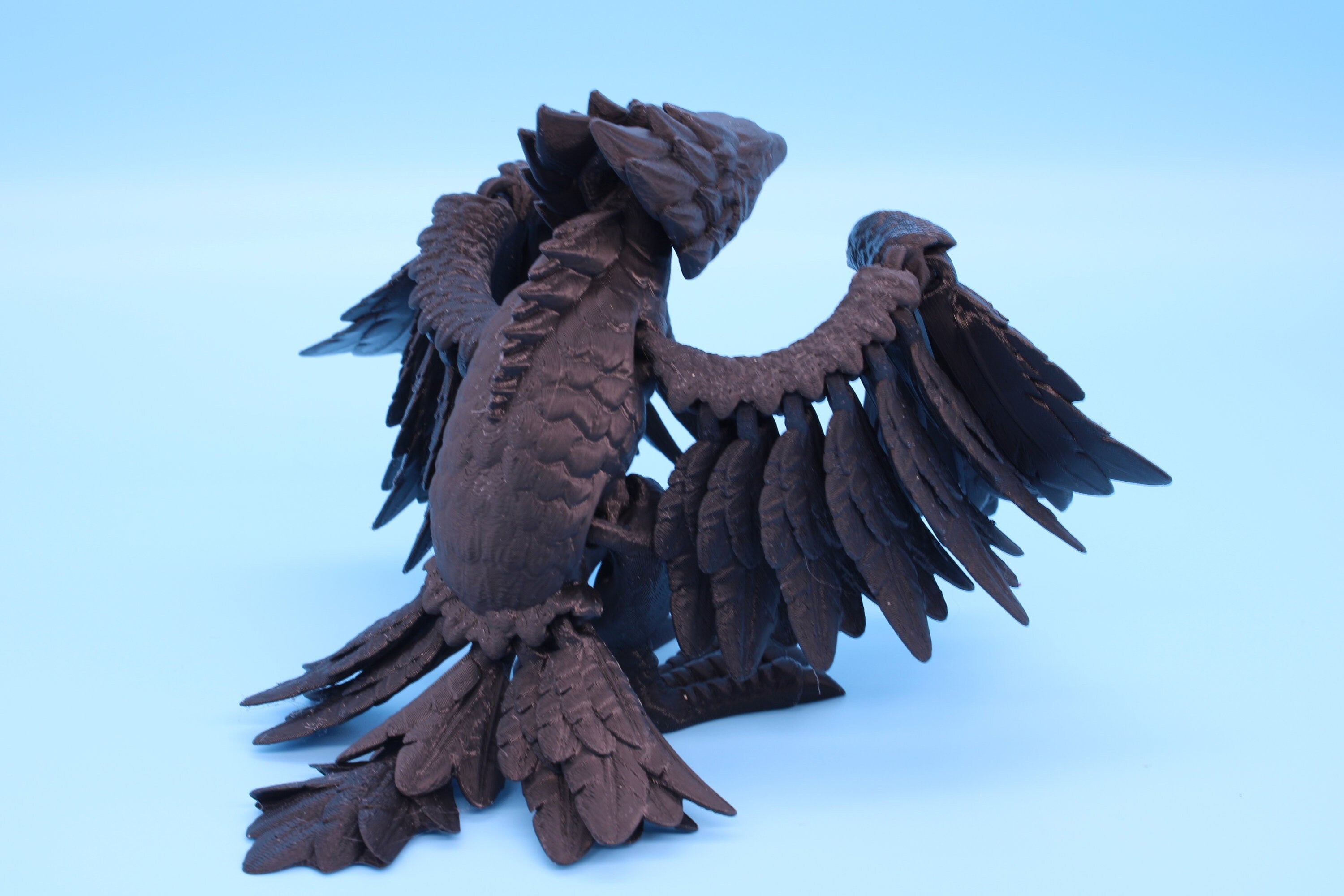 Black Phoenix | Cute Flexi Toy | Unique 3D Printed | Articulating Fidget Toy | Sensory toy | 4 in.