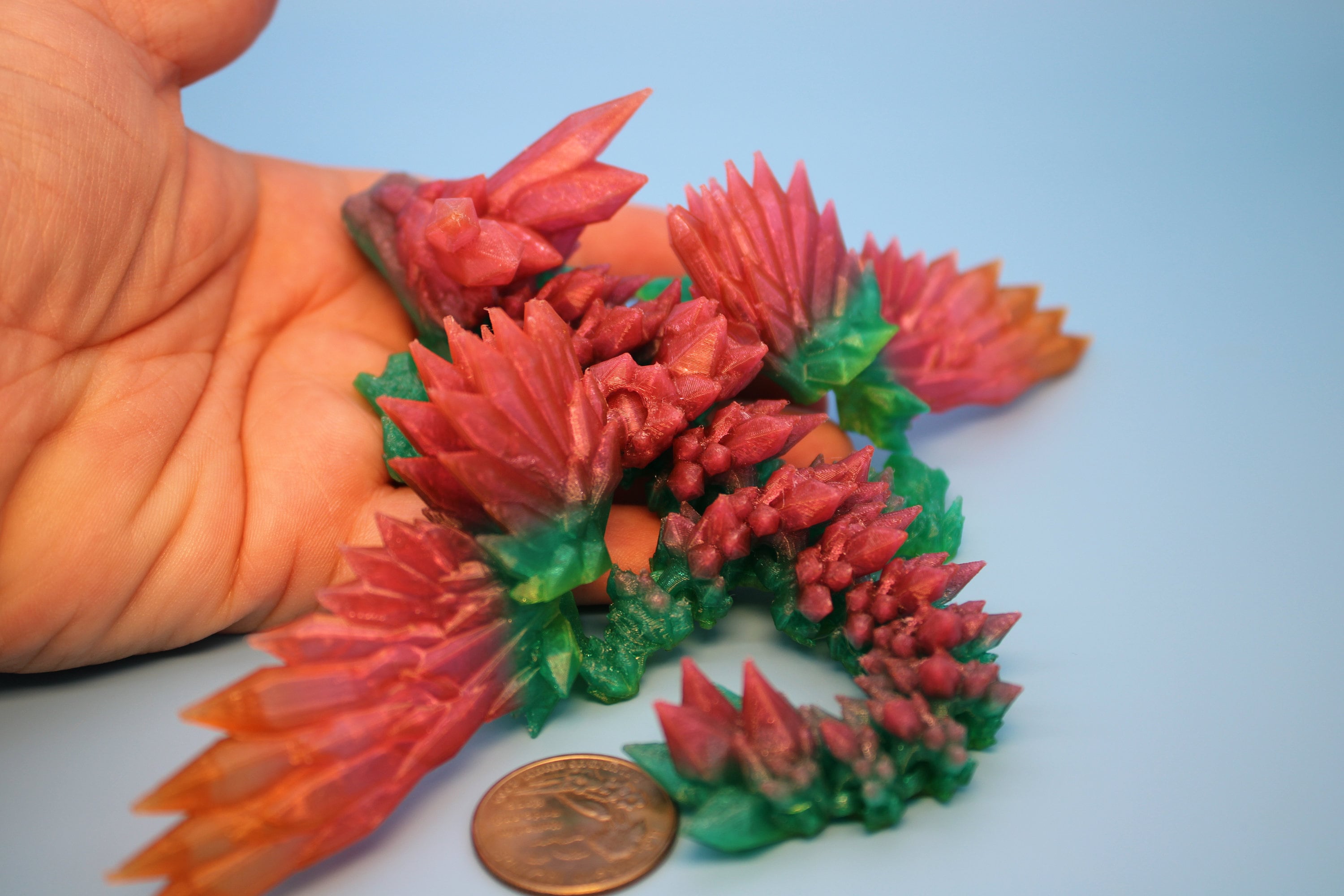 Baby Crystal Winged Dragon | Rainbow | Flexible (TPU) | 3D Printed | Fidget Toy | 7 in.