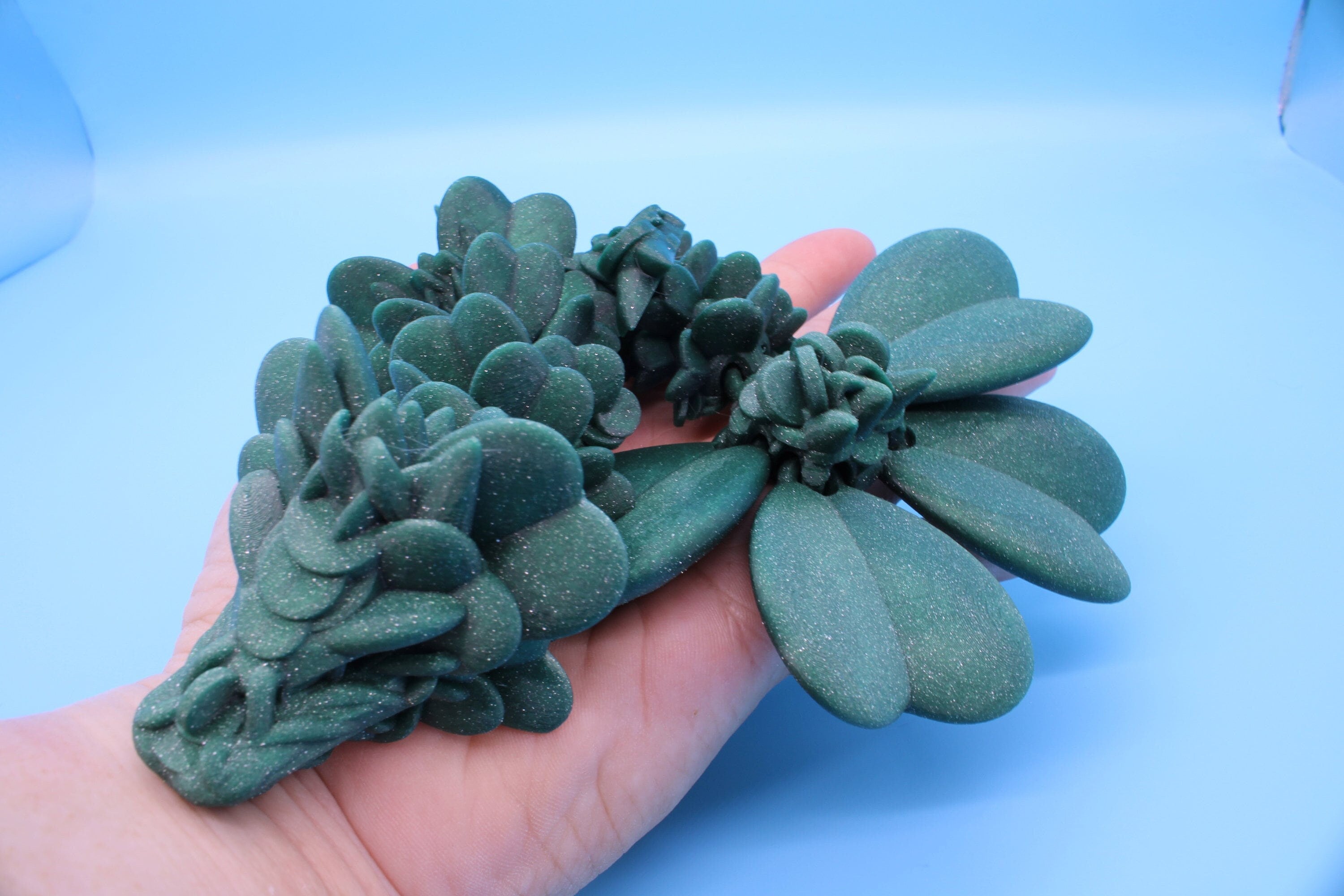 Clover Dragon | Green | St. Patrick's Day |3D printed Articulating Dragon Fidget Toy | Flexi | 18 in. Lucky Dragon | Four Leaf Clover Dragon