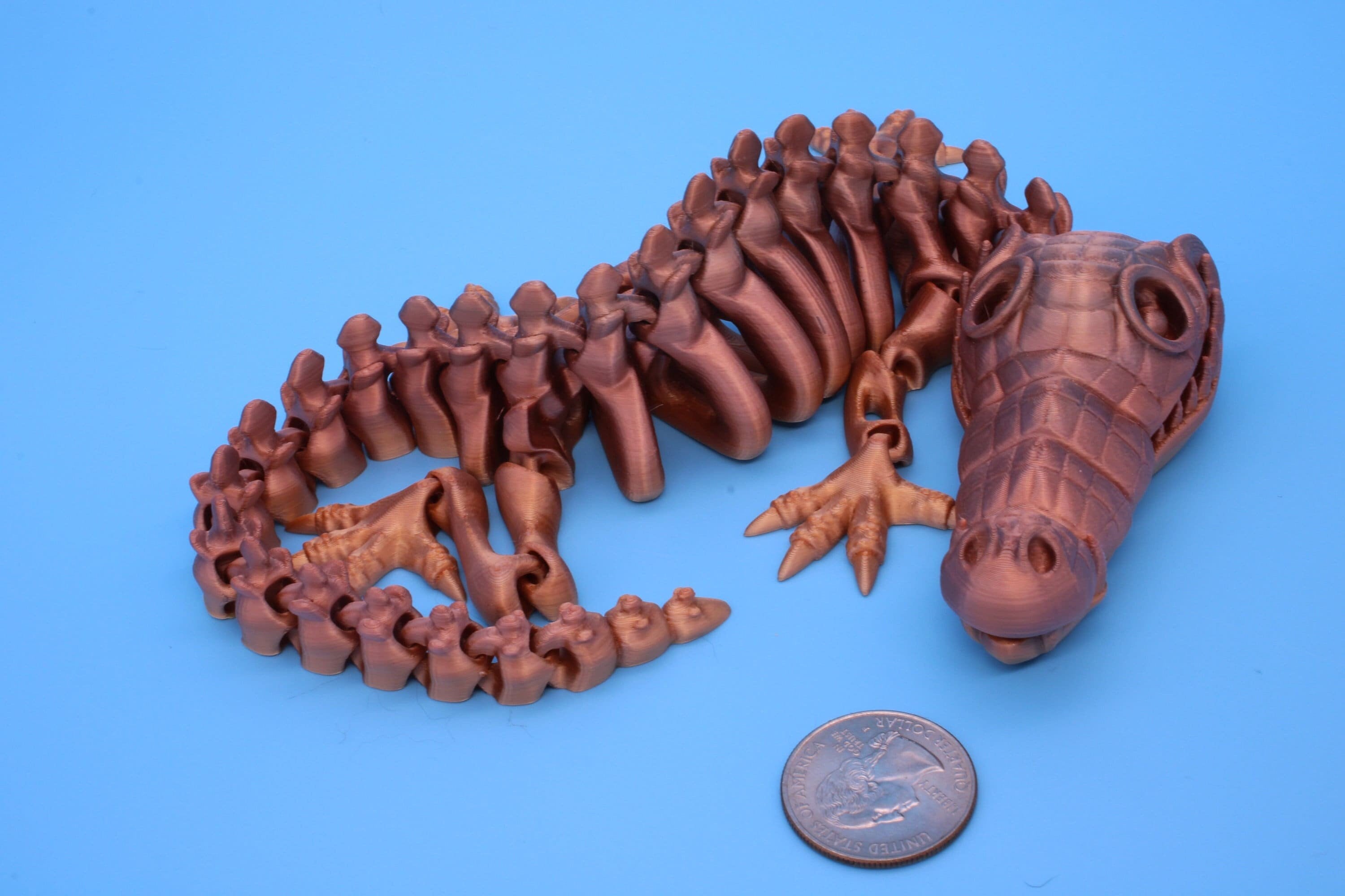 Crocodile | Cute Flexi Toy | Articulating Crocodile | 3D printed Unique Fidget | Desk Buddy | 13 in.