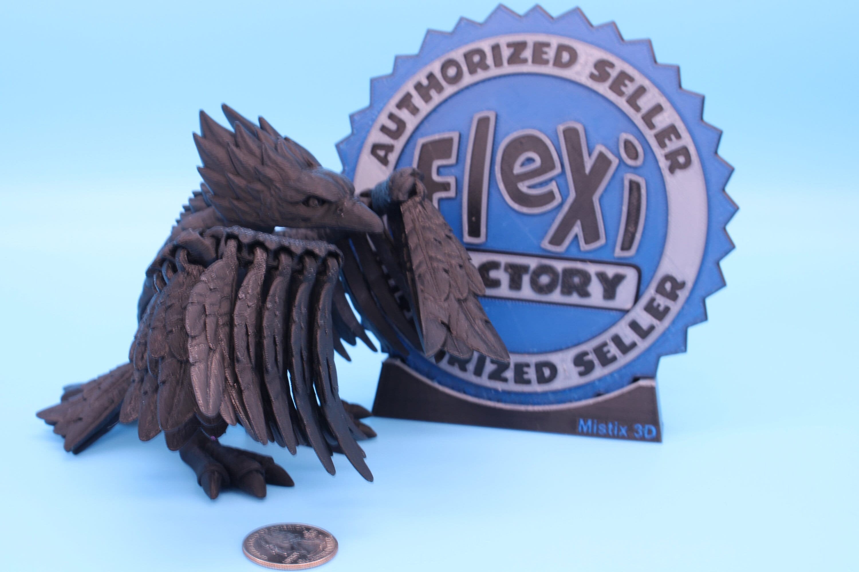 Black Phoenix | Cute Flexi Toy | Unique 3D Printed | Articulating Fidget Toy | Sensory toy | 4 in.