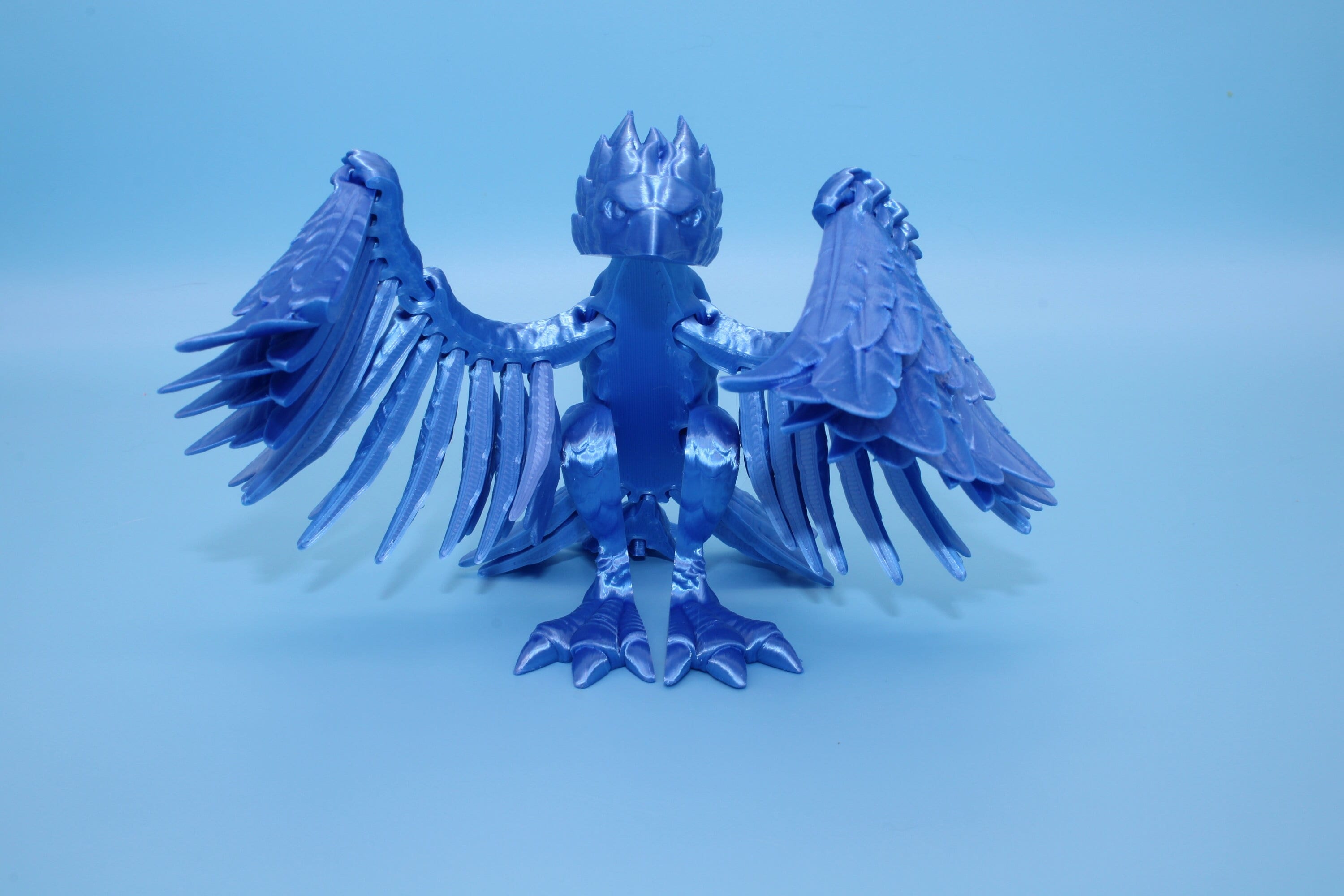 Phoenix Blue | Cute Flexi Bird | Unique 3D Printed Toy | Articulating Fidget Toy | Sensory Toy | 4 in.