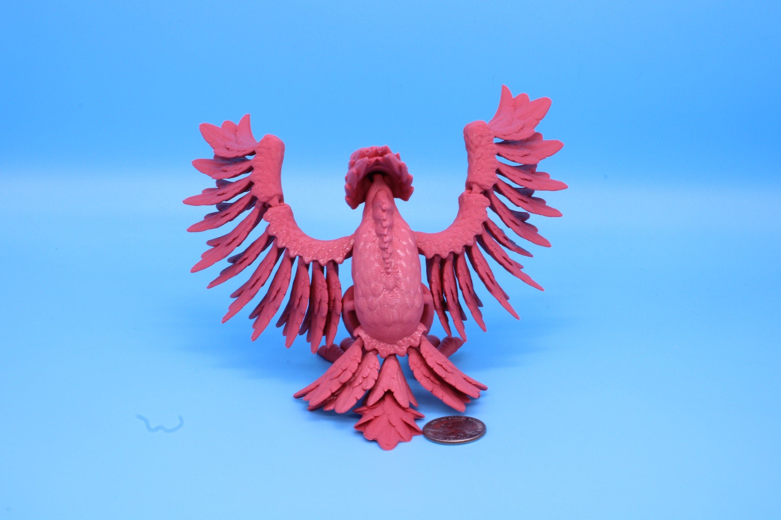 Cute Flexi Coral Phoenix. Unique 3D printed. Great Articulating fidget toy, desk, sensory toy. 4 inch Black, Pink, White