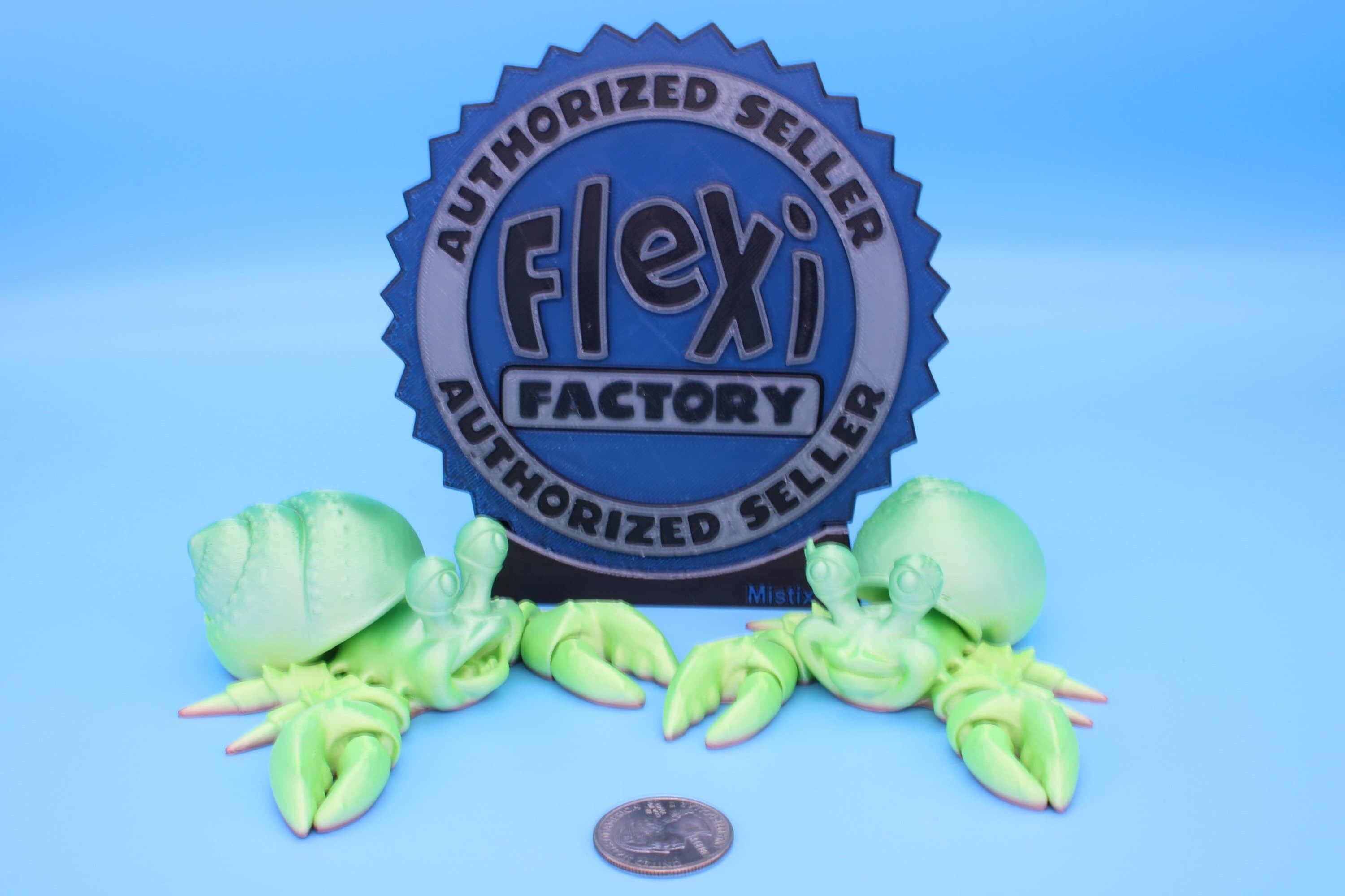 Articulating Multi Color Flexi Hermit Crab Mr. & Mrs. | 3D Printed. | Super cute, friendly crabs. | Great fidget toy, buddy, Sensory toy