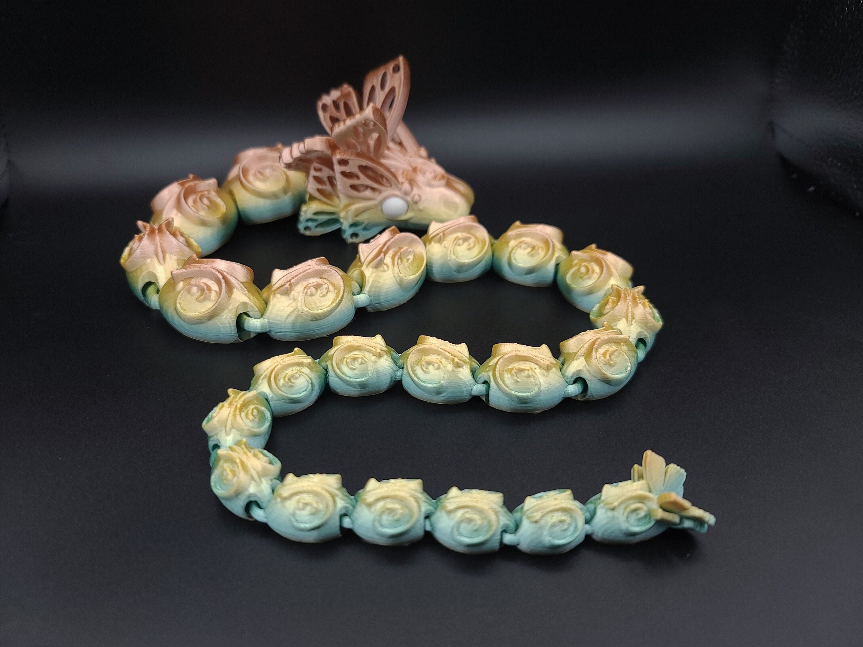 28 in Rainbow Articulated Butterfly Snake 3D printed. Fidget, Flexi, Adult, Toy Snake, 3d Printed Desk Toys. perfect sensory toy.