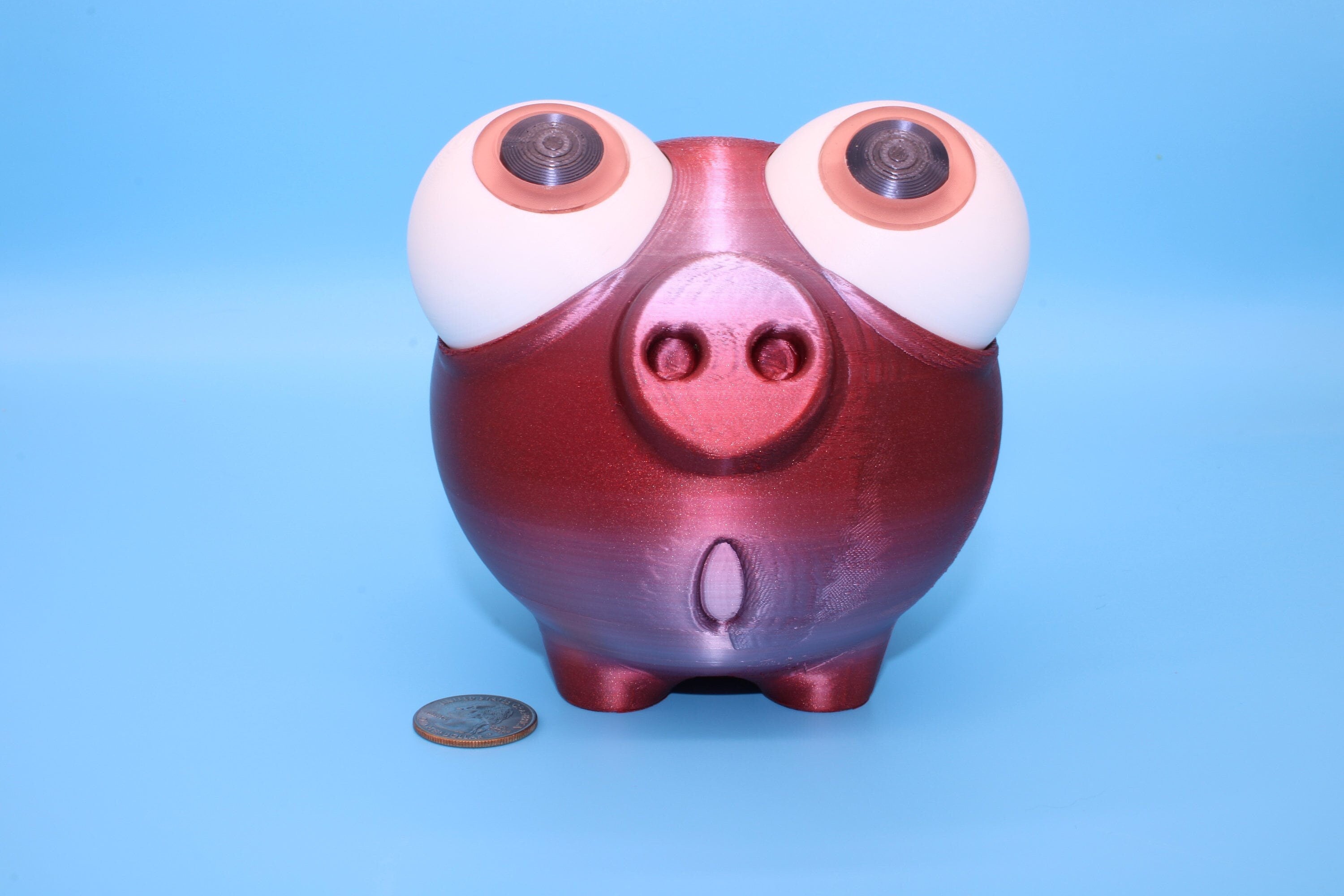 Multi Color Cute Piggy Bank | Eyes Do NOT Move | 3D Printed. Holds Coins | Looks Amazing on display | Removable Turn Knob To Get Coins Out.