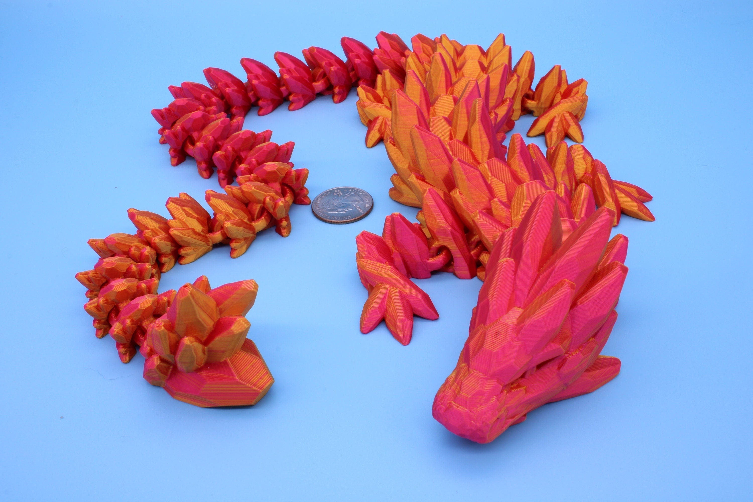 Gem Dragon | Multi Color | 3D Printed Articulating Dragon | Flexi Toy | Adult Fidget Toy | Dragon Buddy ready for you | 26 inches!