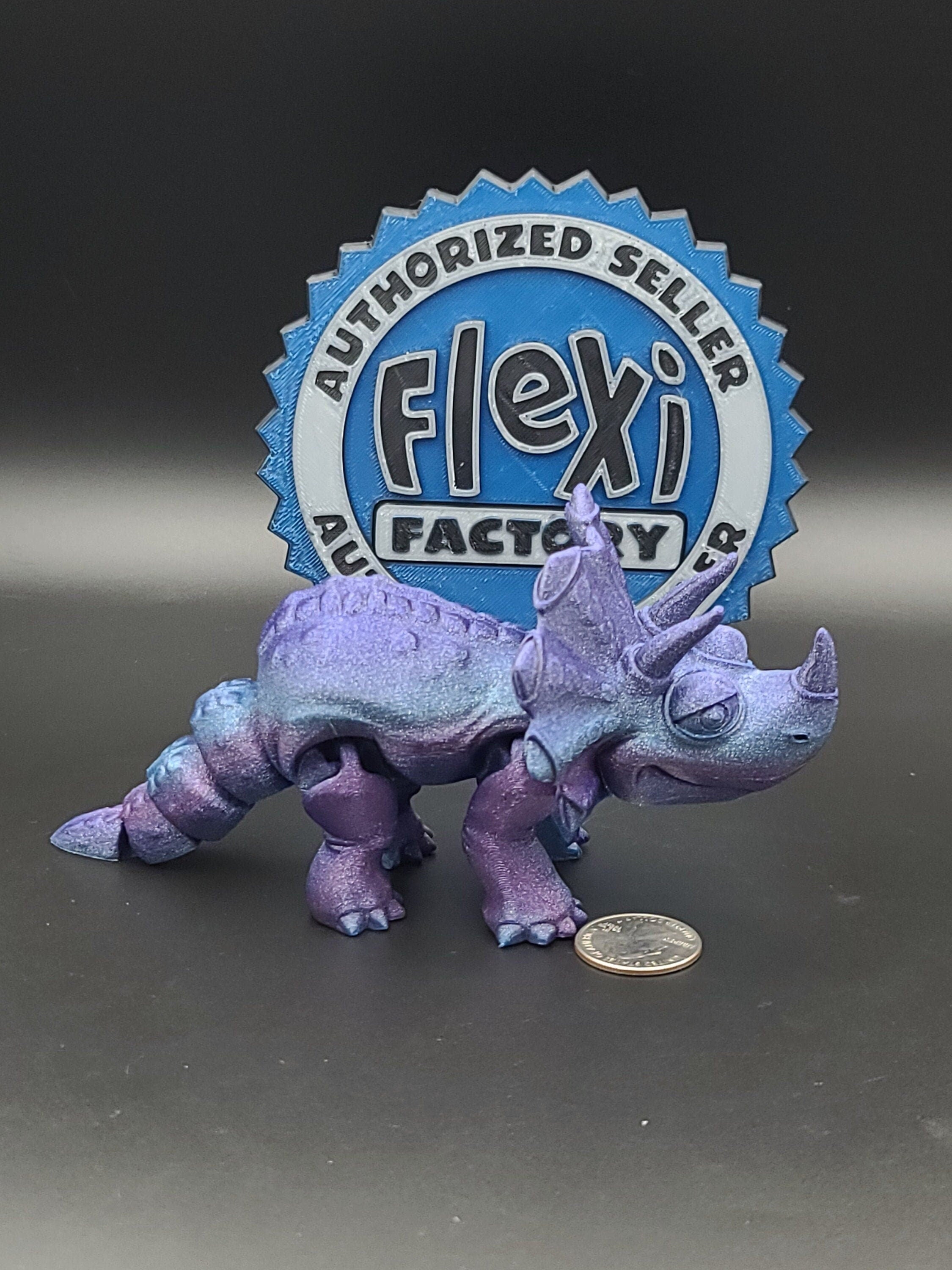 Cute Flexi Rainbow Triceratops. Unique 3D printed Triceratops. Great Articulating fidget toy, desk, sensory toy. 6.5 inch.
