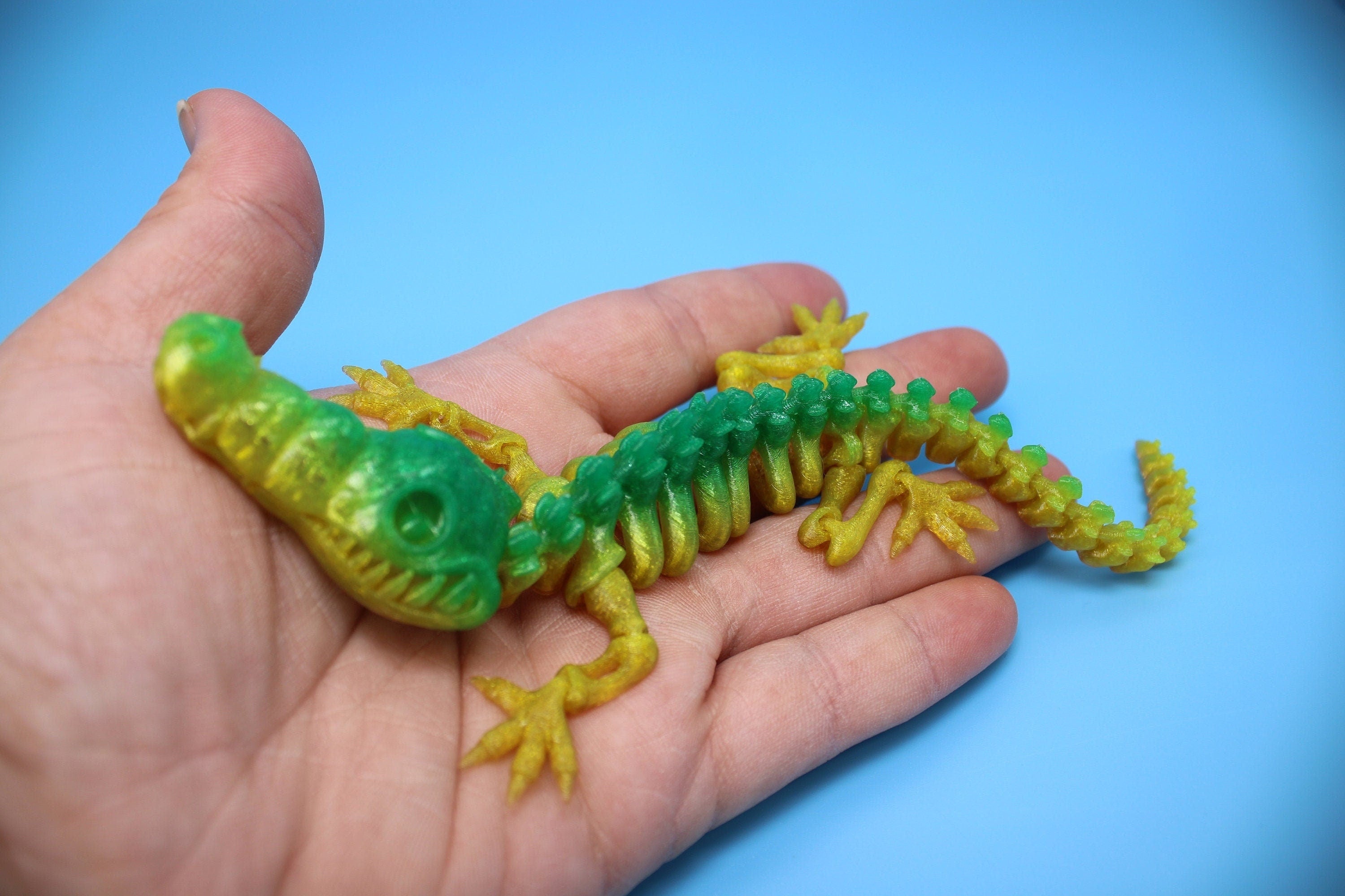 Miniature Flexible Rainbow Crocodile | Cute Flexi Toy | Articulating Crocodile | 3D printed Unique Fidget | Desk Buddy | 8 in. (TPU)