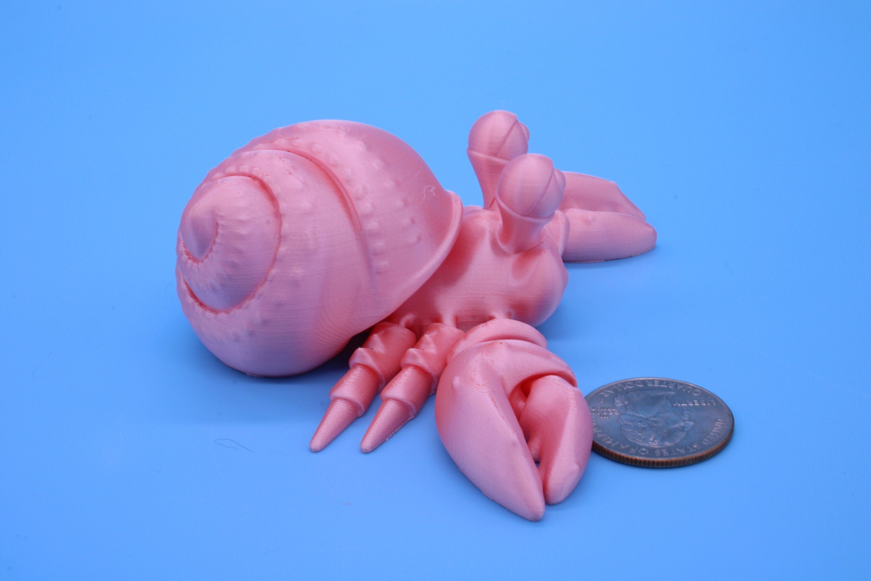 Pink Flexi Hermit Crab | 3D Printed. | Super cute, friendly crab. | Great fidget toy, buddy, Sensory toy