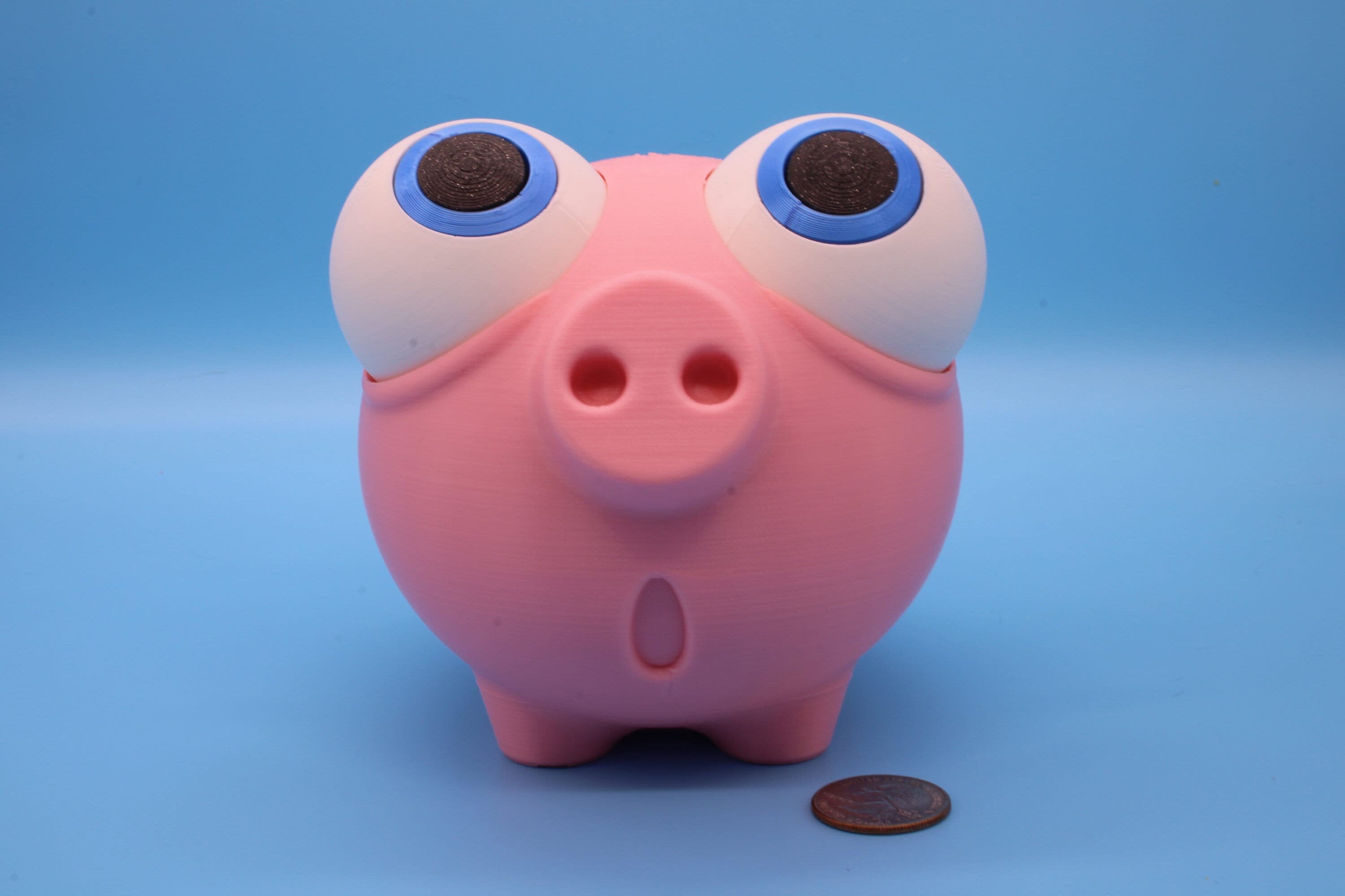 Pink Cute Piggy Bank | Eyes Do NOT Move | 3D Printed. Holds Coins | Looks Amazing on display | Removable Turn Knob To Get Coins Out.