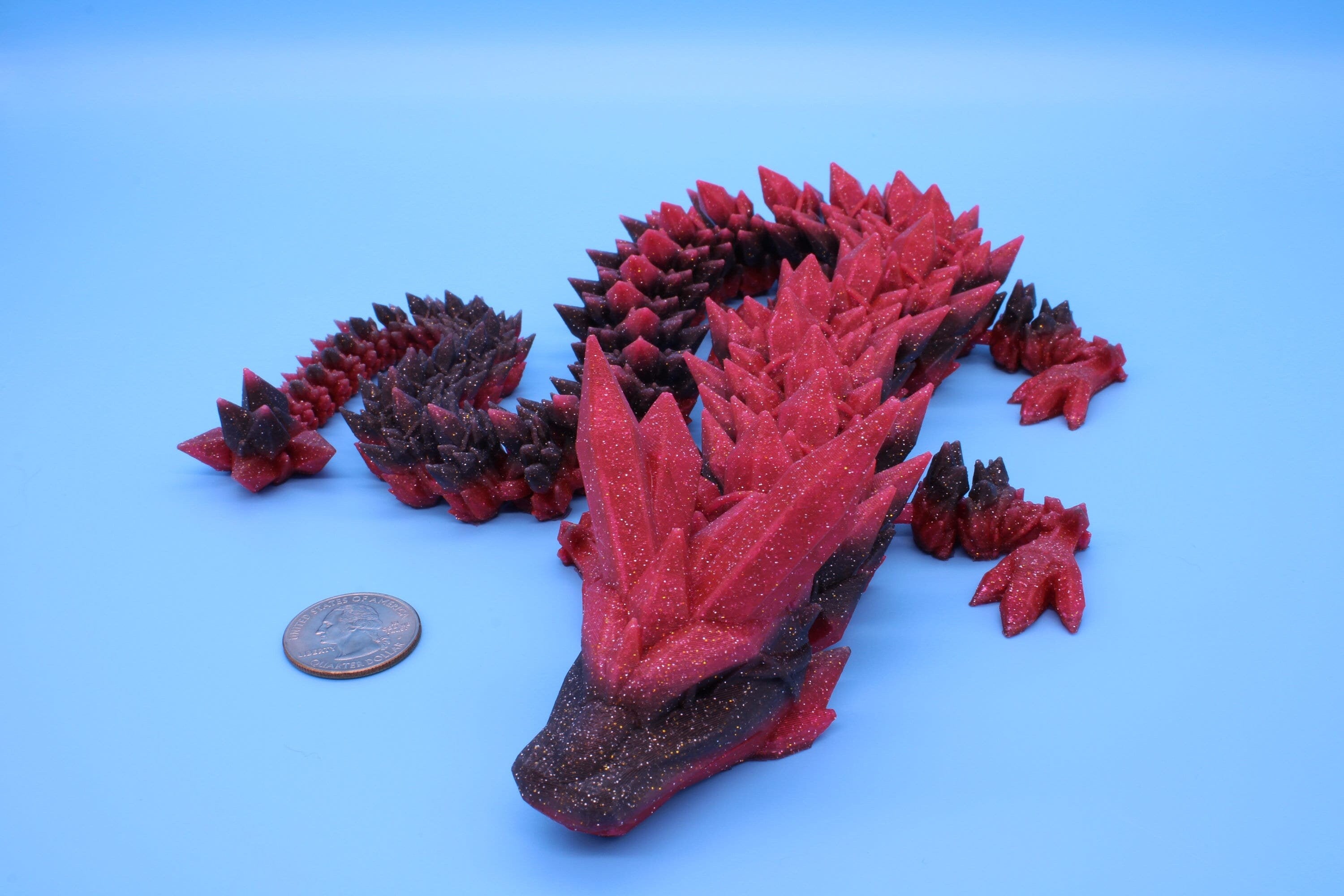 Rainbow Crystal Dragon | 3D Printed Articulating Dragon | Flexi Toy | Adult Fidget Toy | Dragon Buddy ready for you! 24 inch.