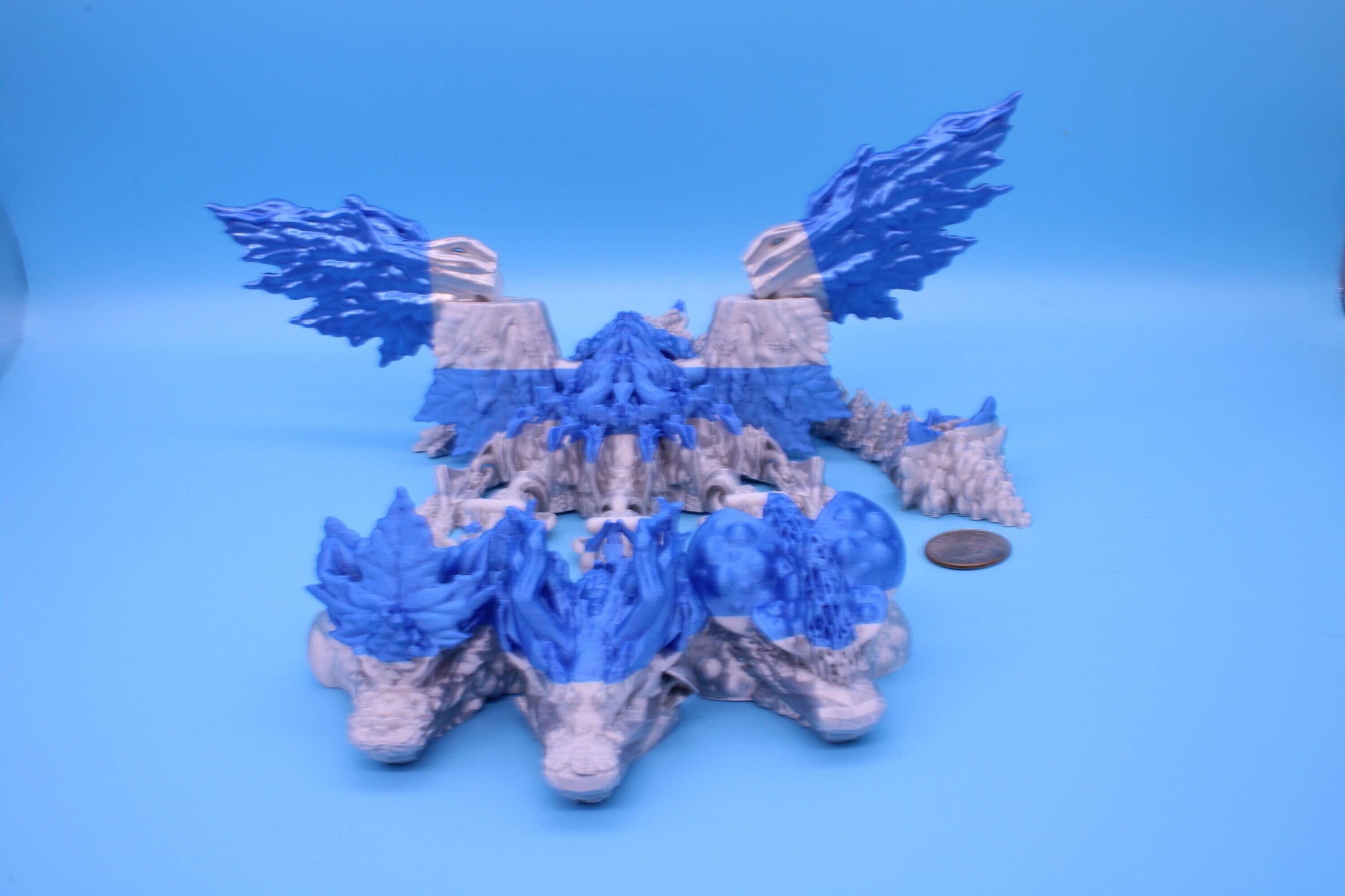 Tri-Forest Dragon | Multi Colored | Three Headed Dragon | 3D printed | Articulating Dragon | Fidget Toy | Flexi Toy | Stress Relief | Stim.