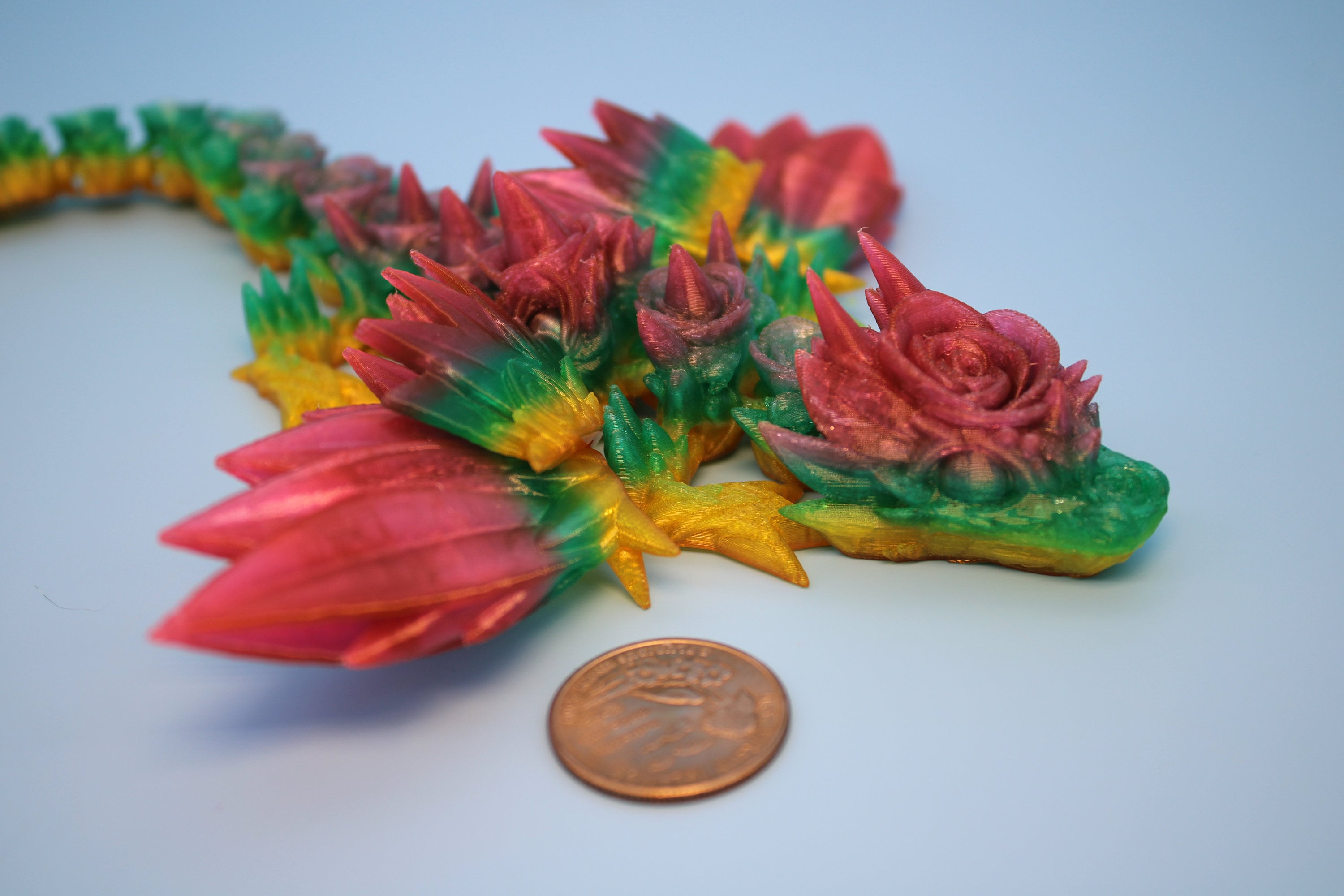 Baby Rose Wing Dragon | Rainbow | 3D Printed TPU | Fidget | Flexi Toy 8.5 in. | Stress Relief Gift