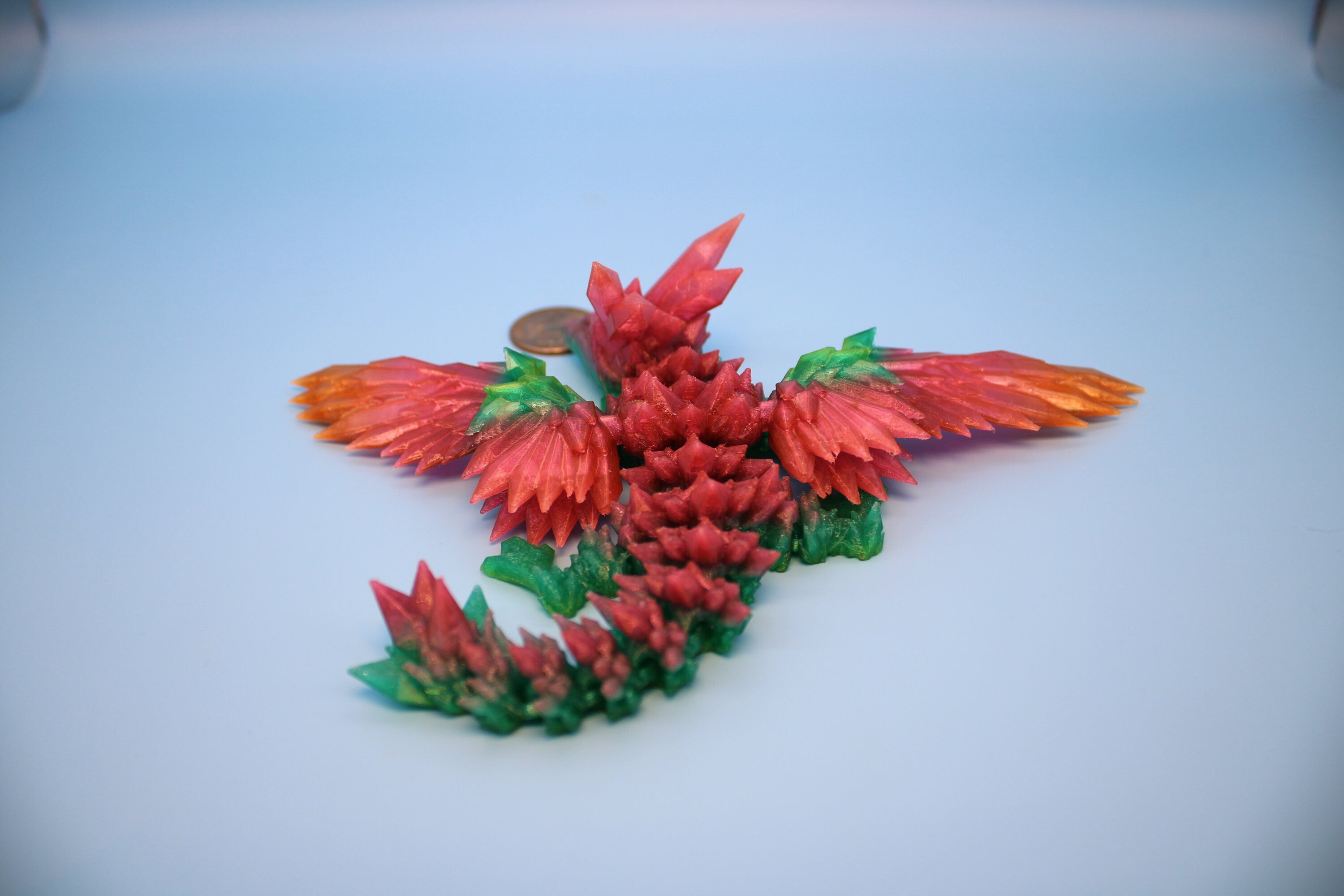 Baby Crystal Winged Dragon | Rainbow | Flexible (TPU) | 3D Printed | Fidget Toy | 7 in.