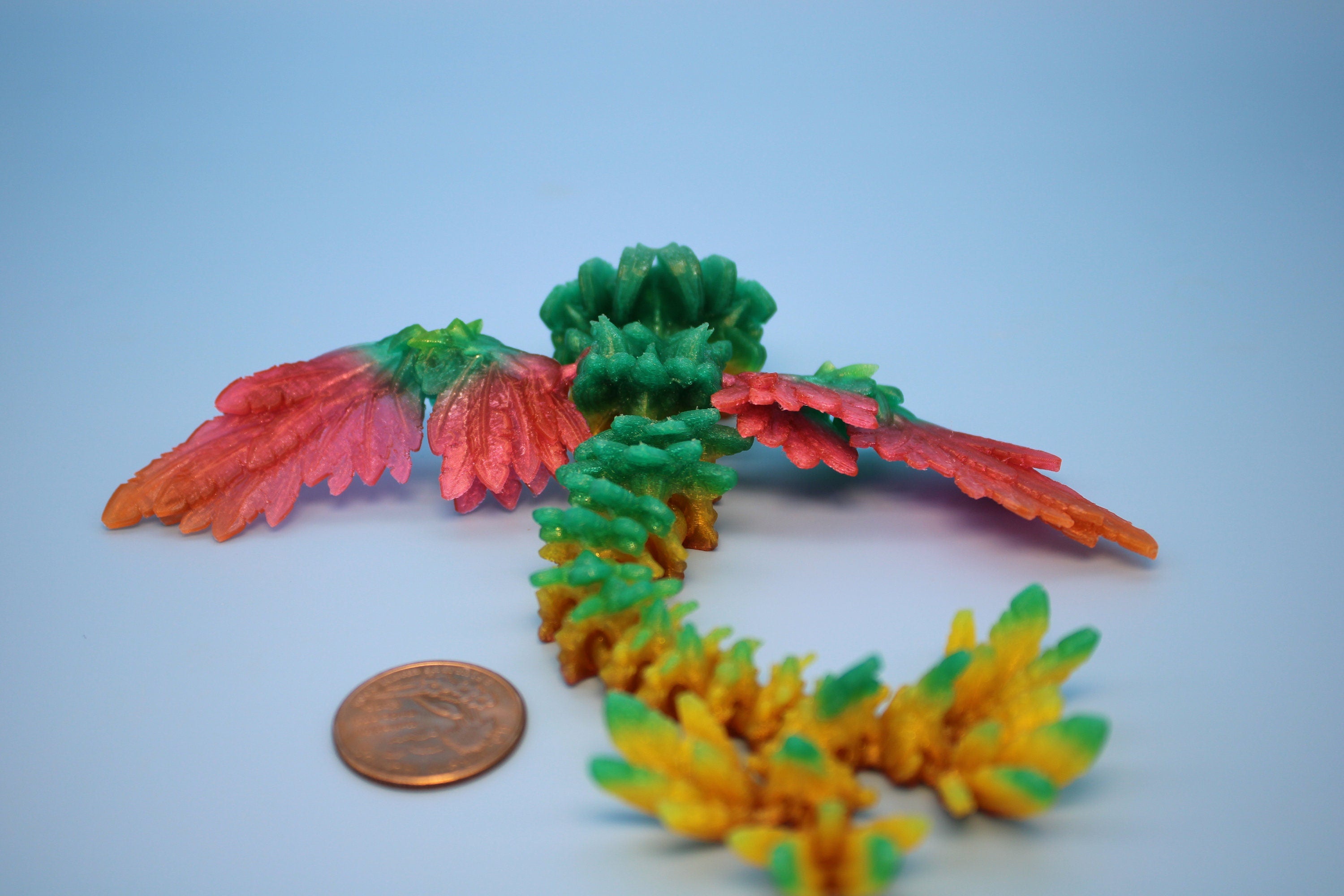 Baby Flying Serpent- Rainbow | 3D printed TPU | Flexible Miniature | 7 in.