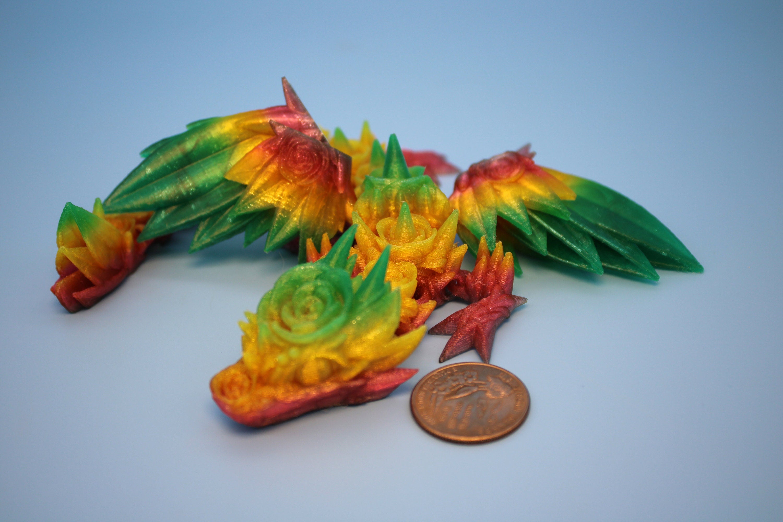 Baby Rose Wing Dragon | Rainbow | 3D Printed TPU | Fidget | Flexi Toy 8.5 in. | Stress Relief Gift