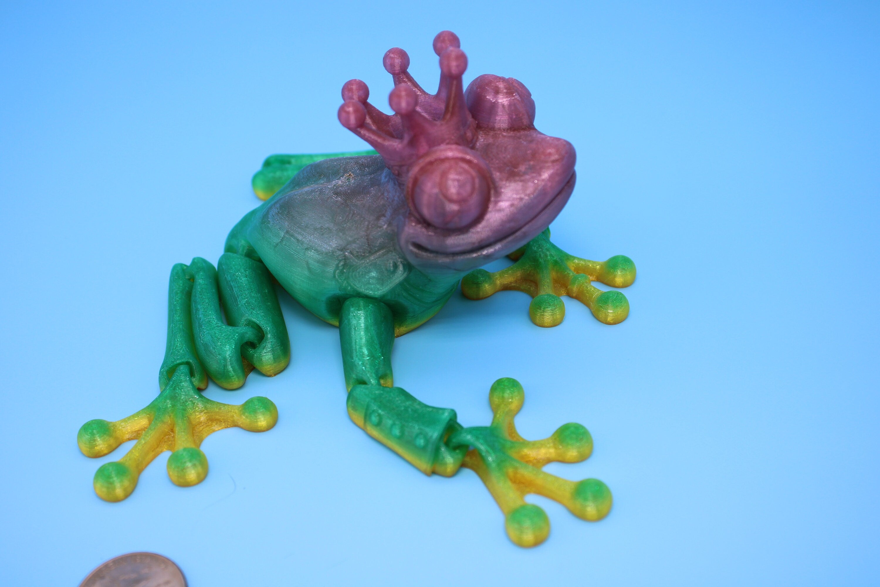Prince Frog- Rainbow | Cute Flexi Toy | Articulating Frog | 3D printed Unique Fidget | Desk Buddy