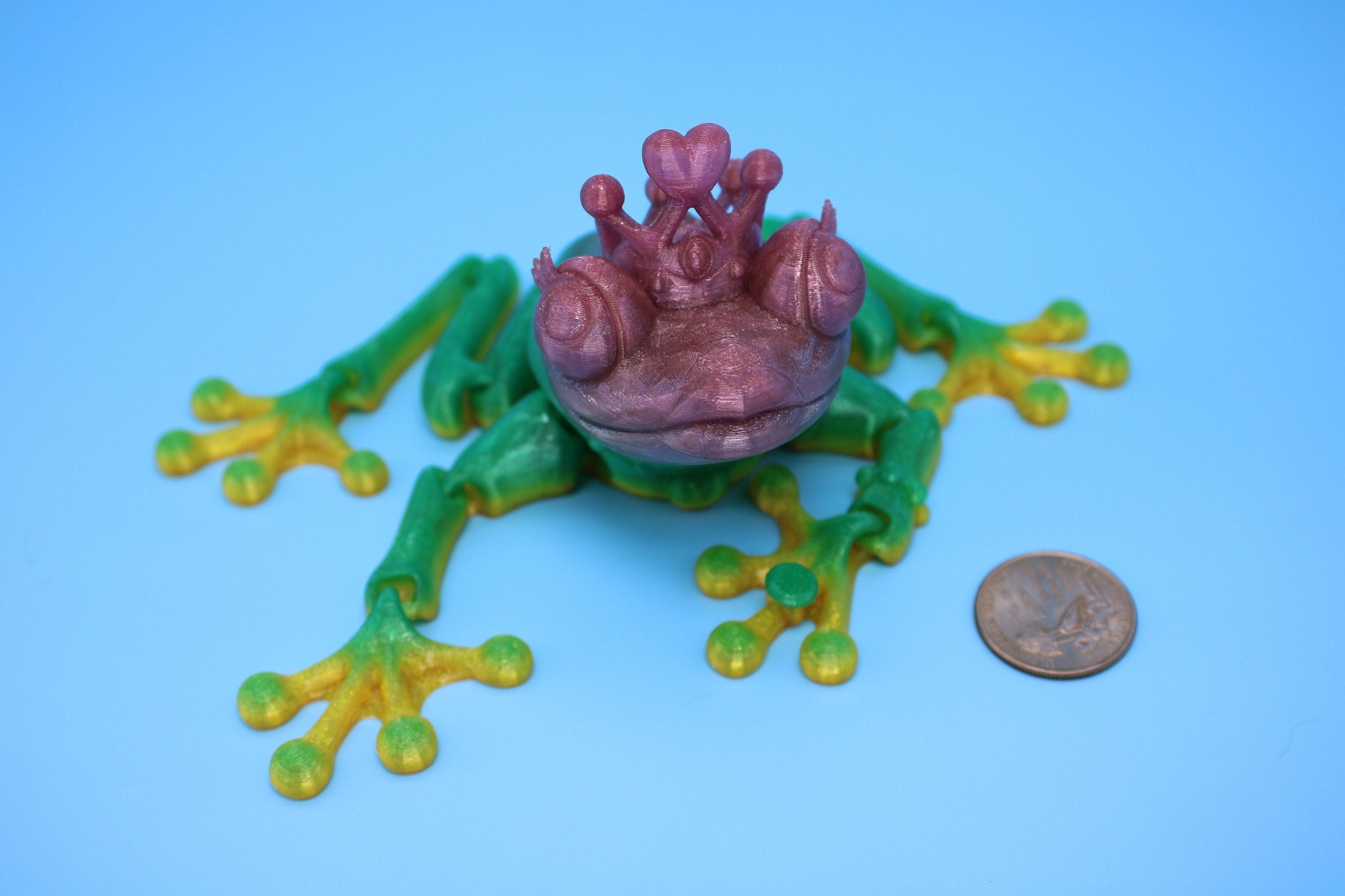 Rainbow Princess Frog | Flexible (TPU) | Cute Flexi Toy | Articulating Frog | 3D printed Unique Fidget | Desk Buddy