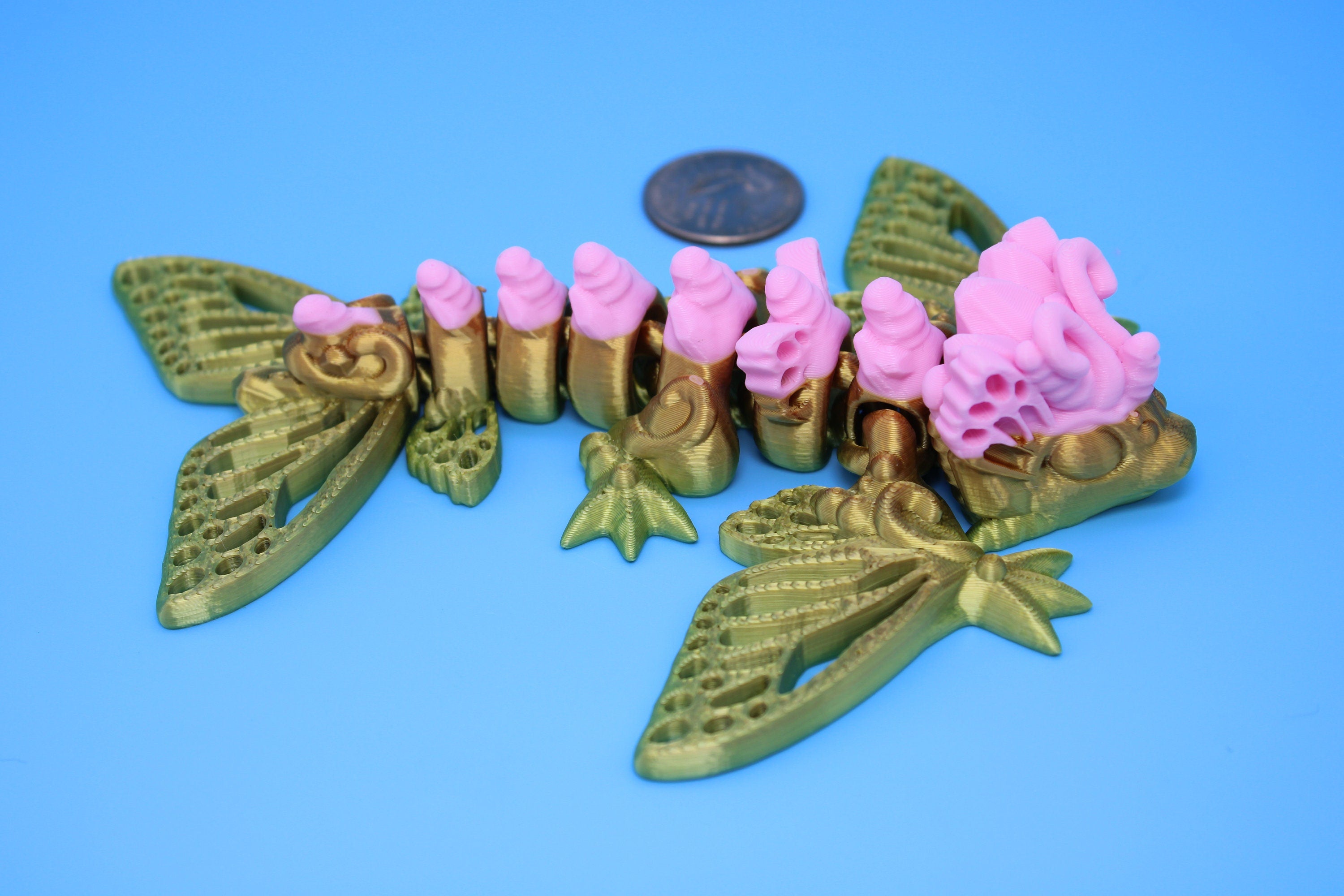 Butterfly Wyvern | Miniature | 3D Printed | Wyvern Dragon | 3.25 in. | Dragon Toy | Fidget Toy | Flexi Dragon.