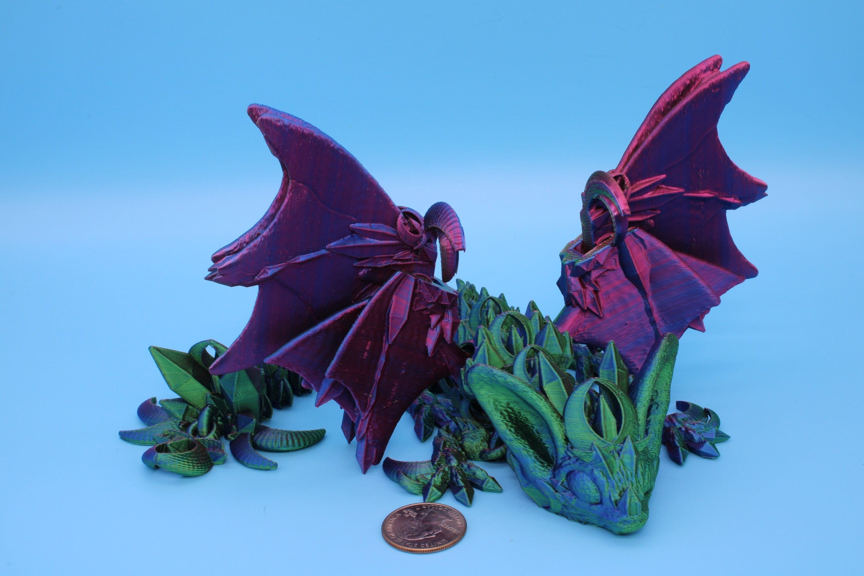 Bat Dragon | Night Wing | Articulating Dragon | 3D Printed Fidget | Flexi Toy | Adult Fidget Toy | Sensory Desk Toy | 12.5 in.
