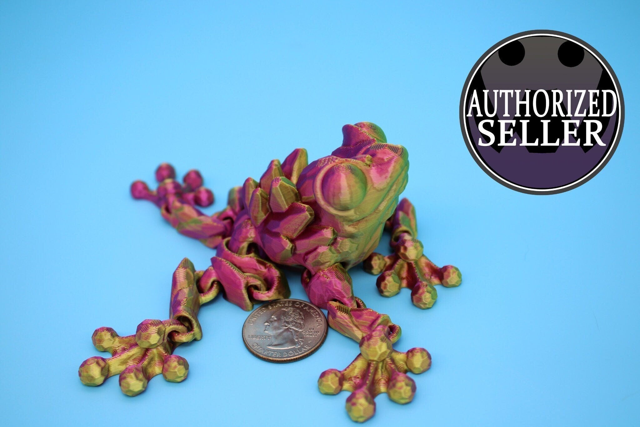 Crystal Frog | 3D Printed Crystal Cute Frog | 5.5 inches | Friendly Frog | Sensory Toy | Fidget Toy | Articulating Frog | Stim Toy.