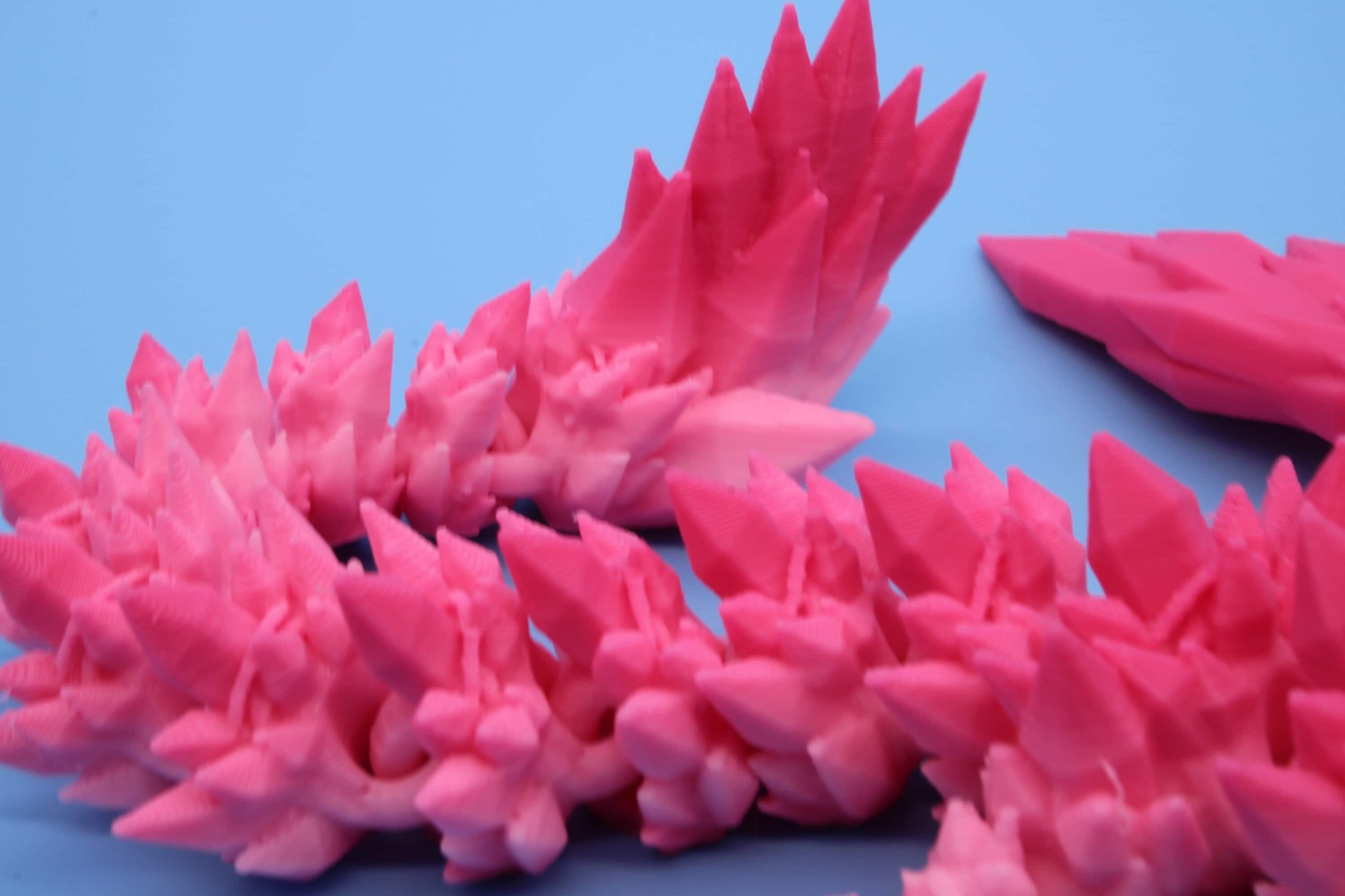 Miniature Rainbow Adult Crystal Winged Dragon | Crystal Wing Dragon 3D printed articulating dragon | Fidget Flexi Toy, 10.5in. Stress Relief