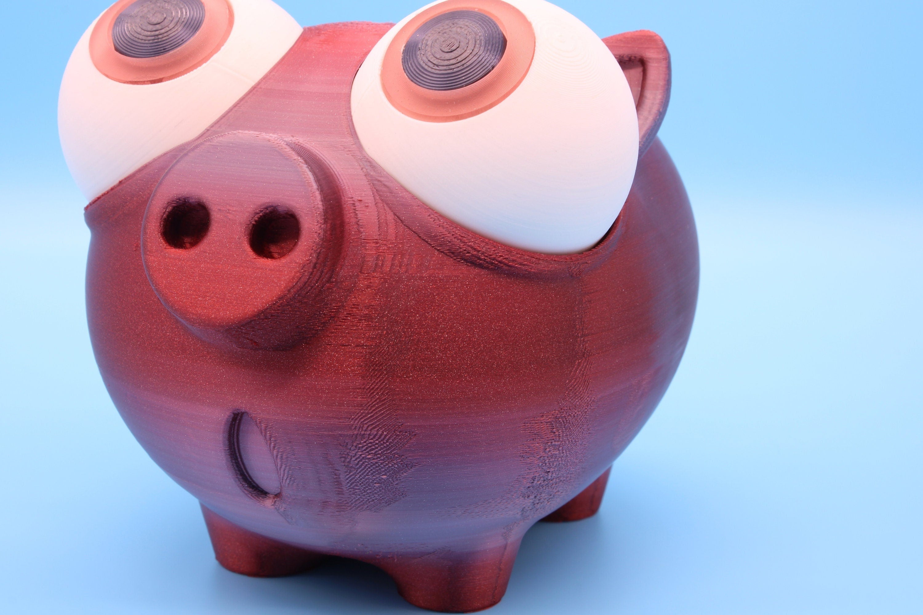 Multi Color Cute Piggy Bank | Eyes Do NOT Move | 3D Printed. Holds Coins | Looks Amazing on display | Removable Turn Knob To Get Coins Out.