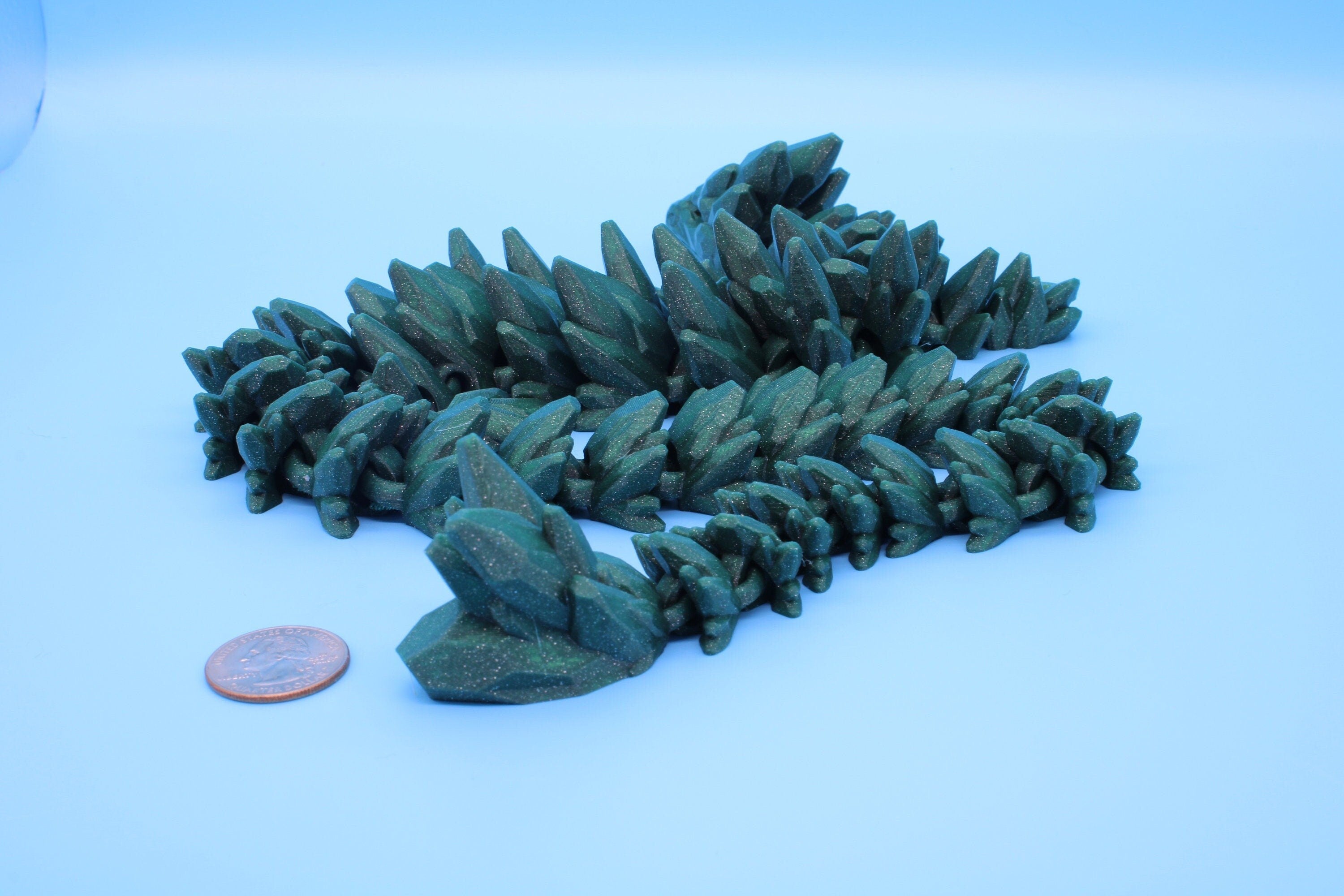 Gem Dragon | Green | St, Patrick's | 3D Printed Articulating Dragon | Flexi Toy | Adult Fidget Toy | Dragon Buddy ready for you | 26 inches!