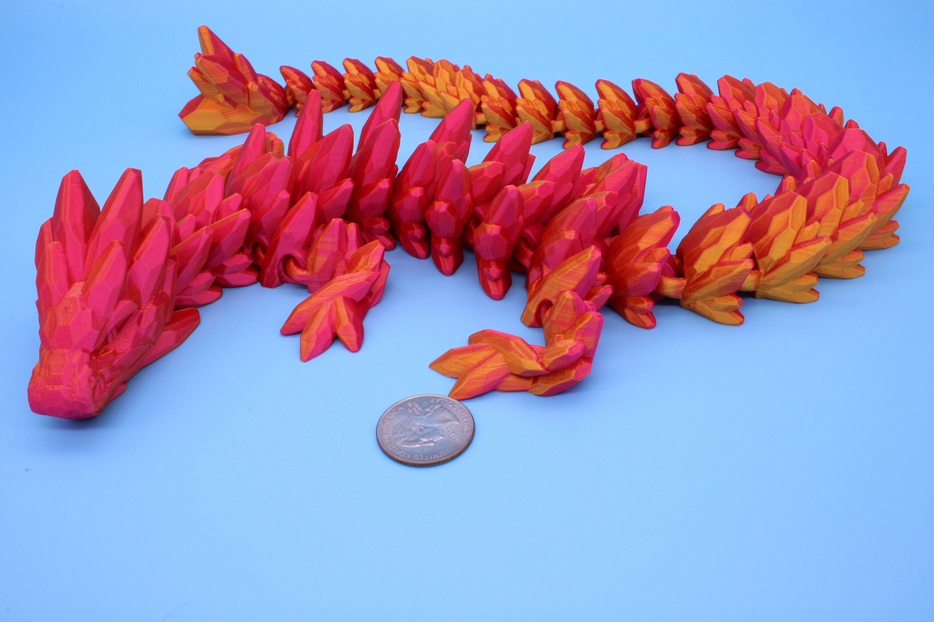 Gem Dragon | Multi Color | 3D Printed Articulating Dragon | Flexi Toy | Adult Fidget Toy | Dragon Buddy ready for you | 26 inches!