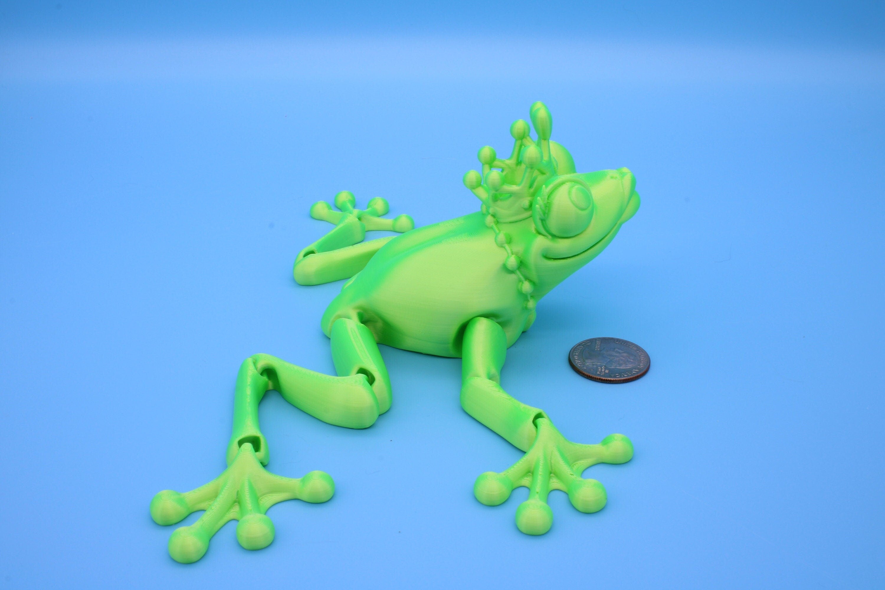 Green Princess Frog | Cute Flexi Toy | Articulating Frog | 3D printed Unique Fidget | Desk Buddy