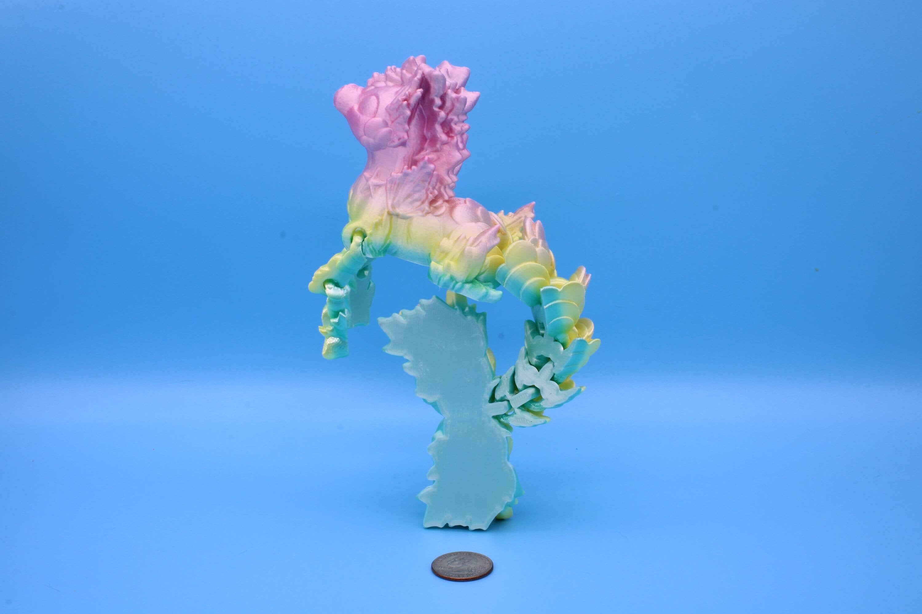 Hippocampus Sea Horse | 9.5 in. Rainbow Cute Sea Horse | 3D printed articulating Sea Horse | Flexi Toy | Stress Relief, Gift.
