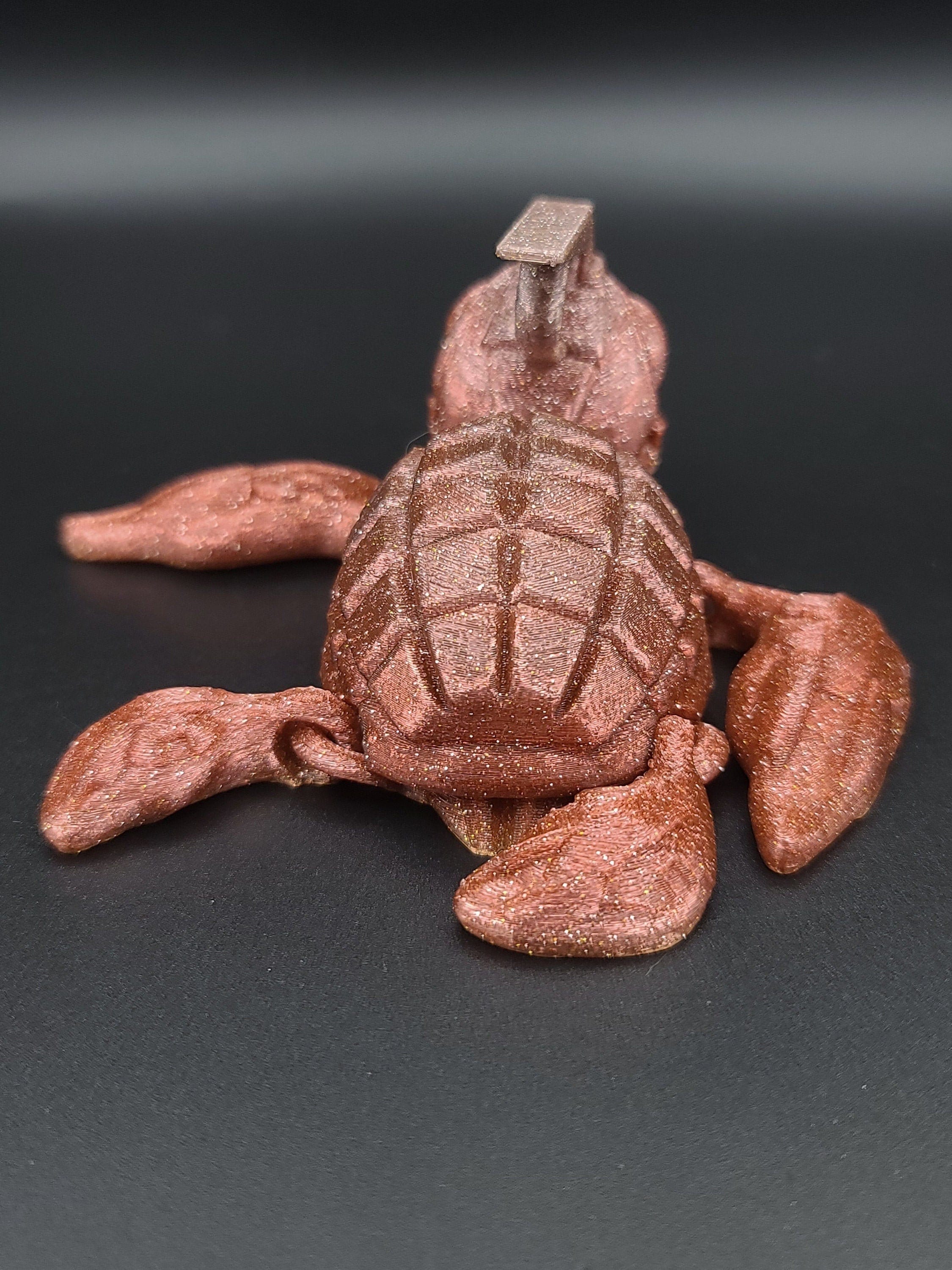 Dark red grenurtle grenade / turtle 3d printed small color change (golden bottom to red / maroon) (made) adult desk fidget toy.