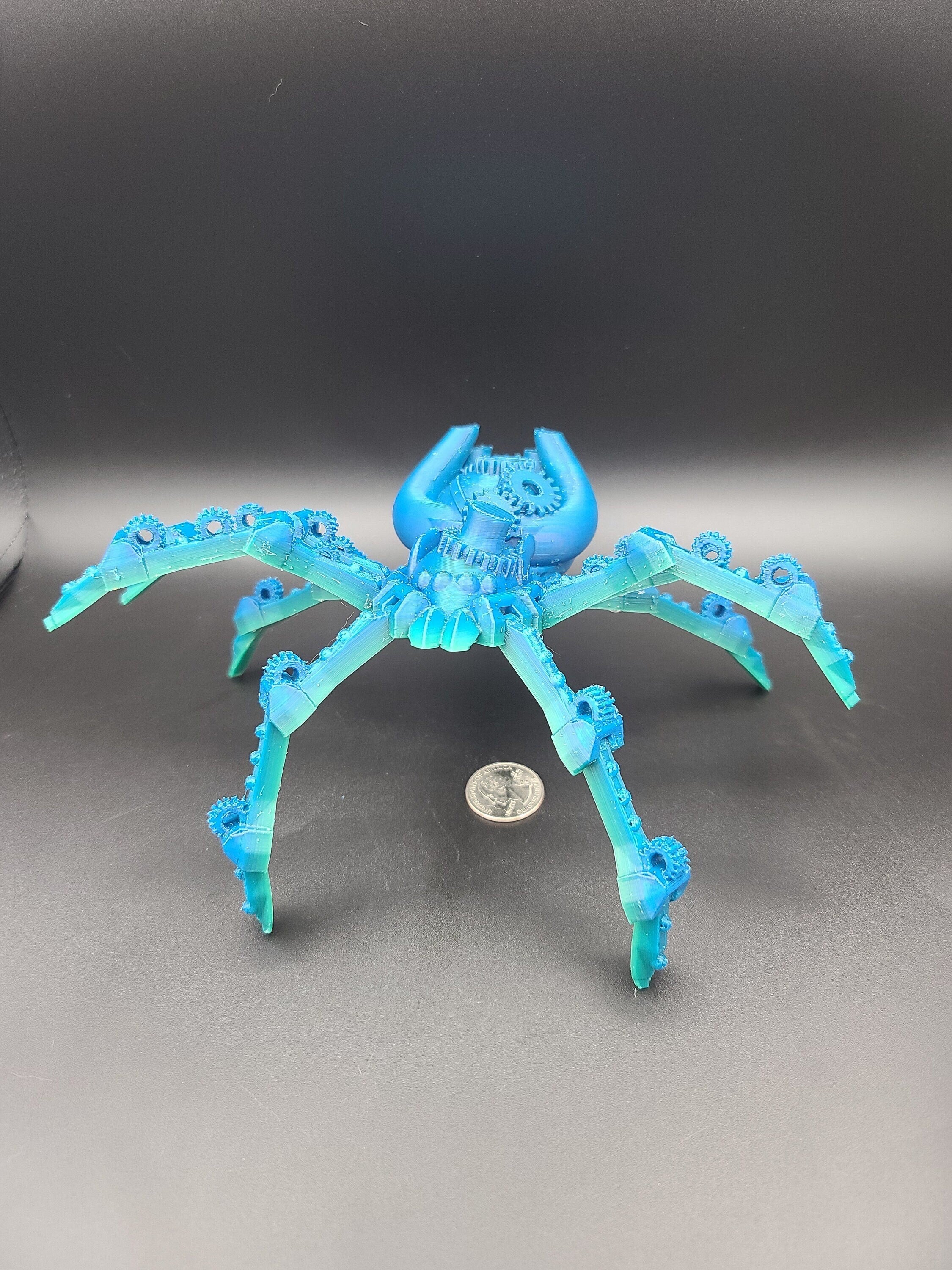 Multi Color Steam Punk Spider. Steam Punk Spider 3D printed articulating spider . flexi Toy, 9.75 in. Stress Relief, Gift.