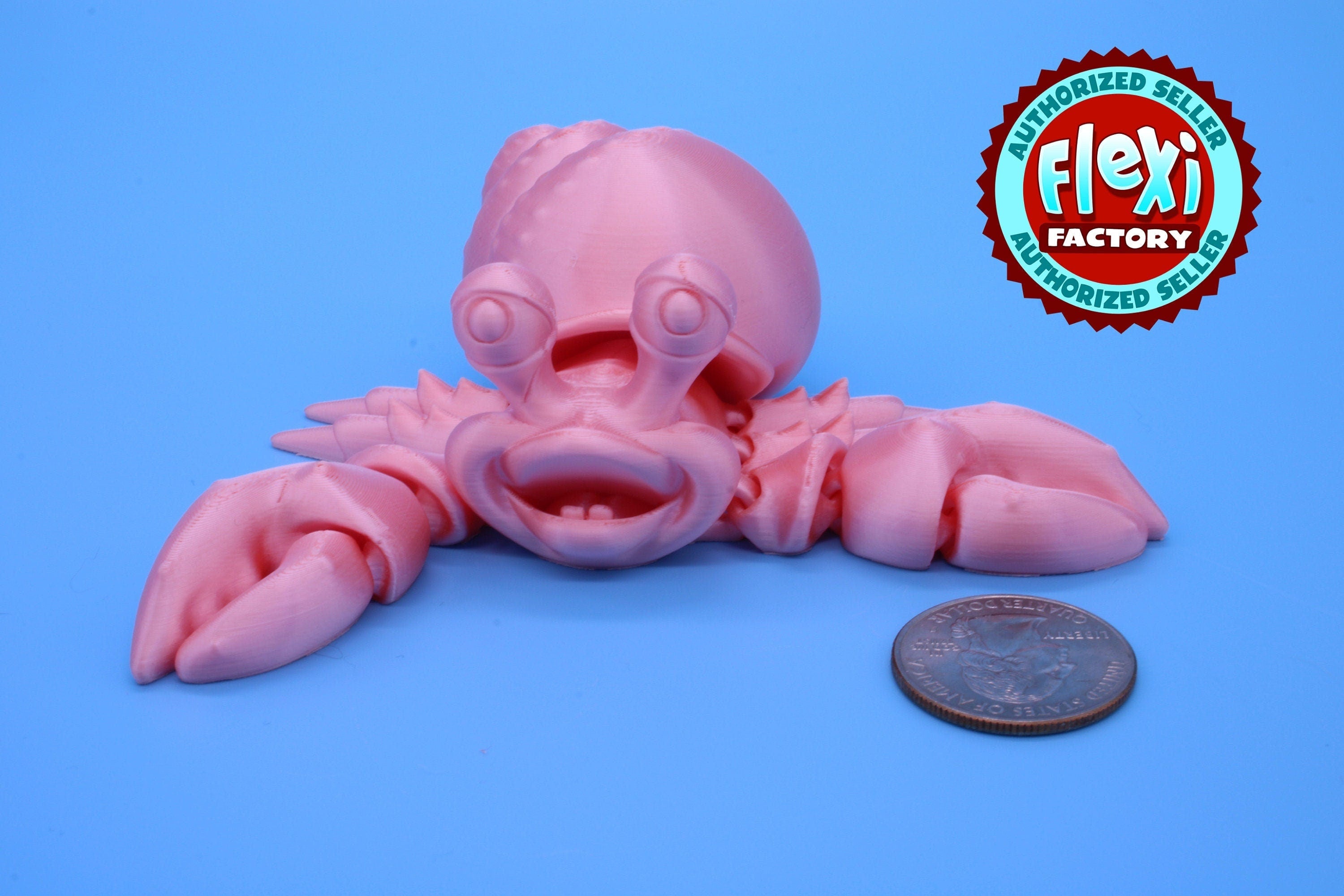 Pink Flexi Hermit Crab | 3D Printed. | Super cute, friendly crab. | Great fidget toy, buddy, Sensory toy