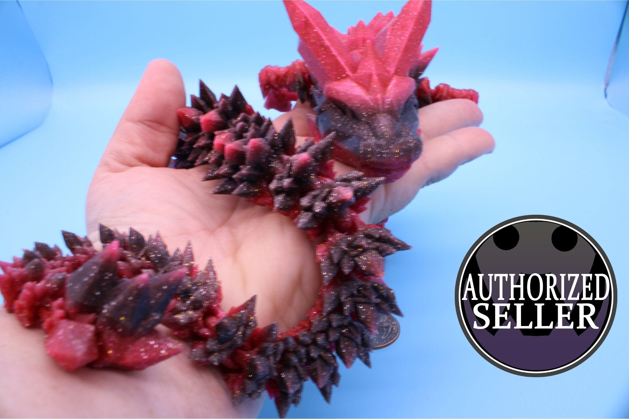 Rainbow Crystal Dragon | 3D Printed Articulating Dragon | Flexi Toy | Adult Fidget Toy | Dragon Buddy ready for you! 24 inch.