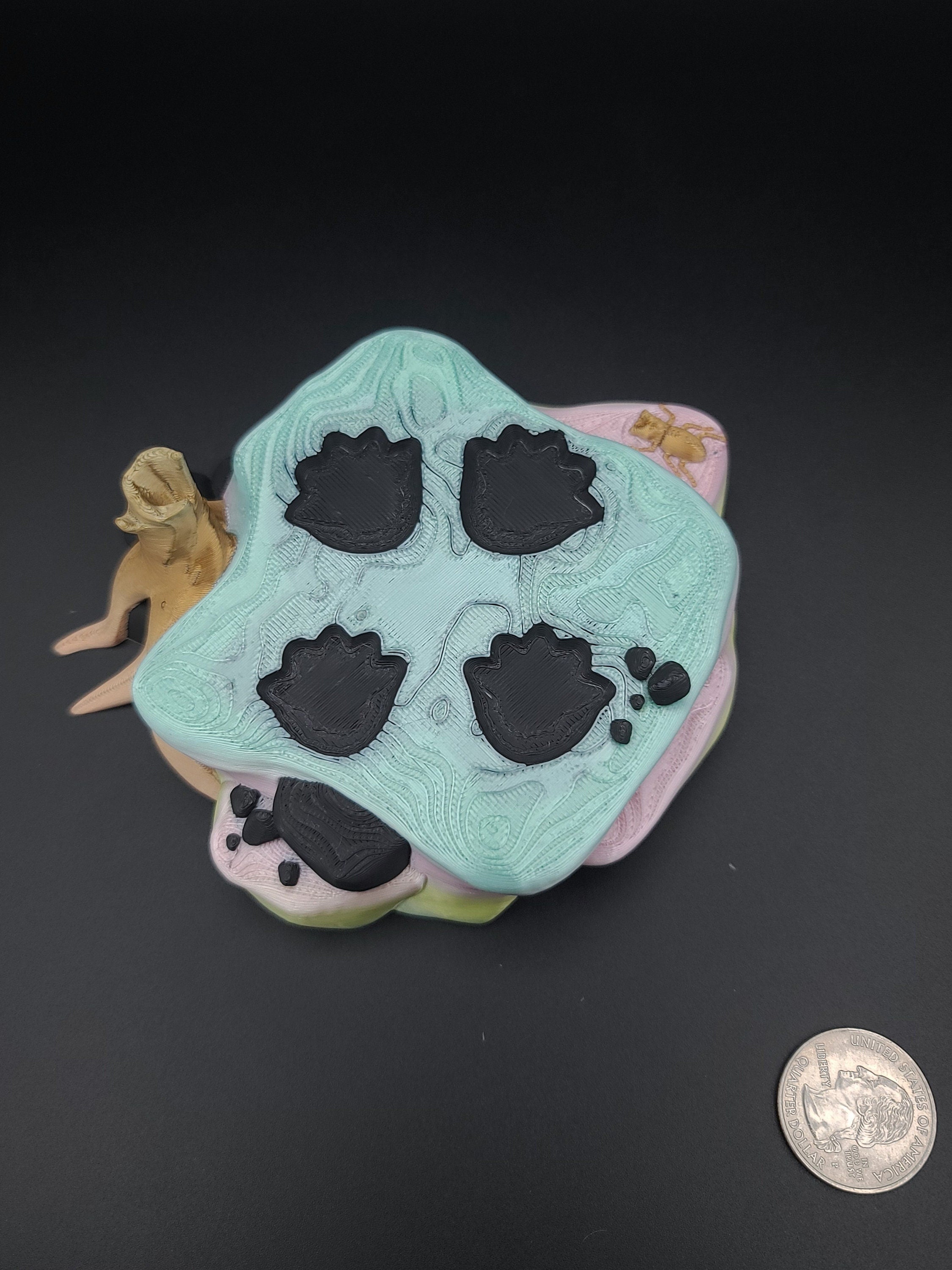 Rainbow Triceratops Stand 3D Printed. Stand for Triceratops. Super cute to show off your dinosaur. Display for your favorite Dino