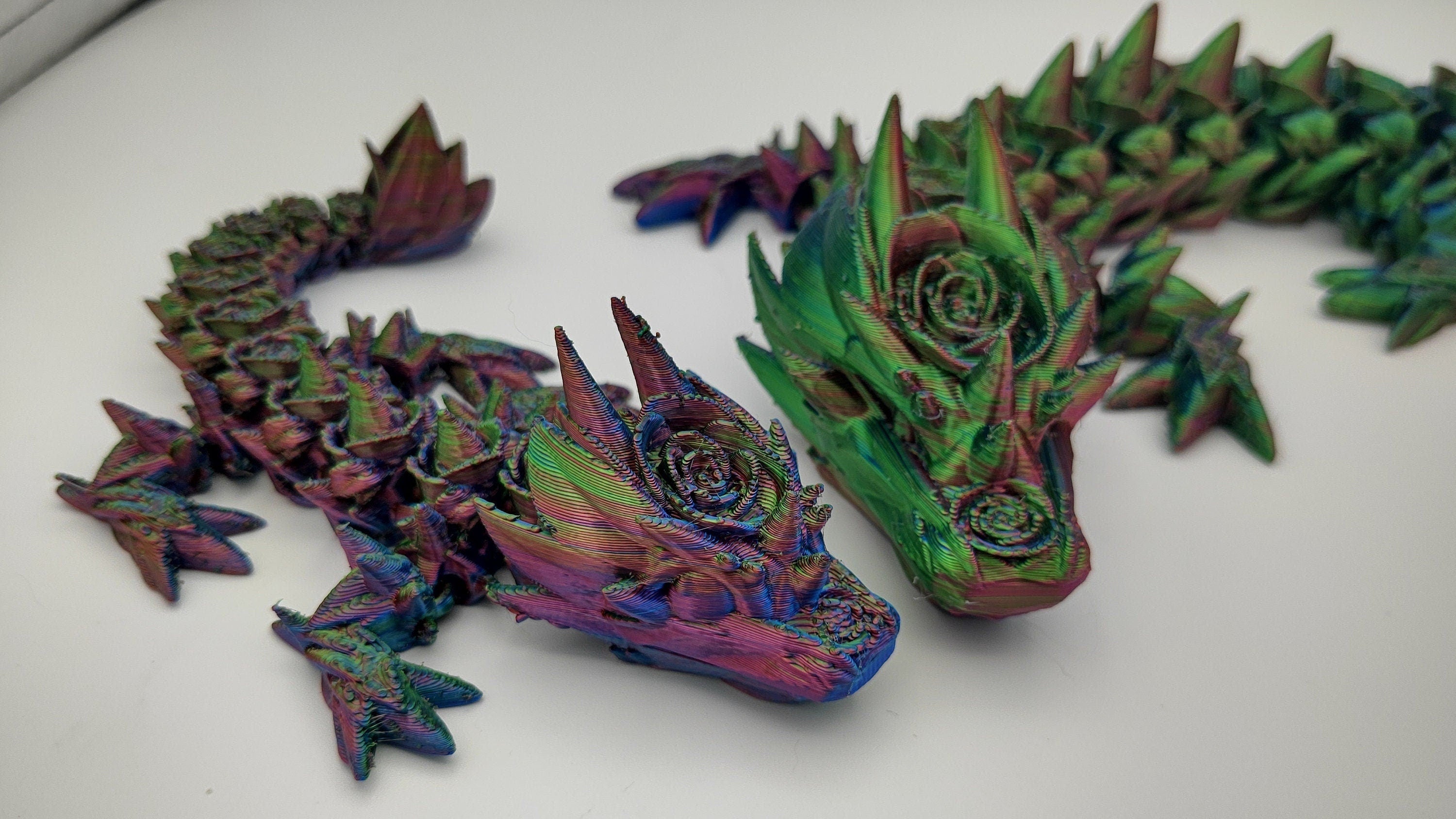 Dragon Rose - Tri Color Mom & Baby | Flawed | 3D Printed Articulating Dragon Rose - Tri Color Mom & Baby | Flawed | 3D Printed Articulating