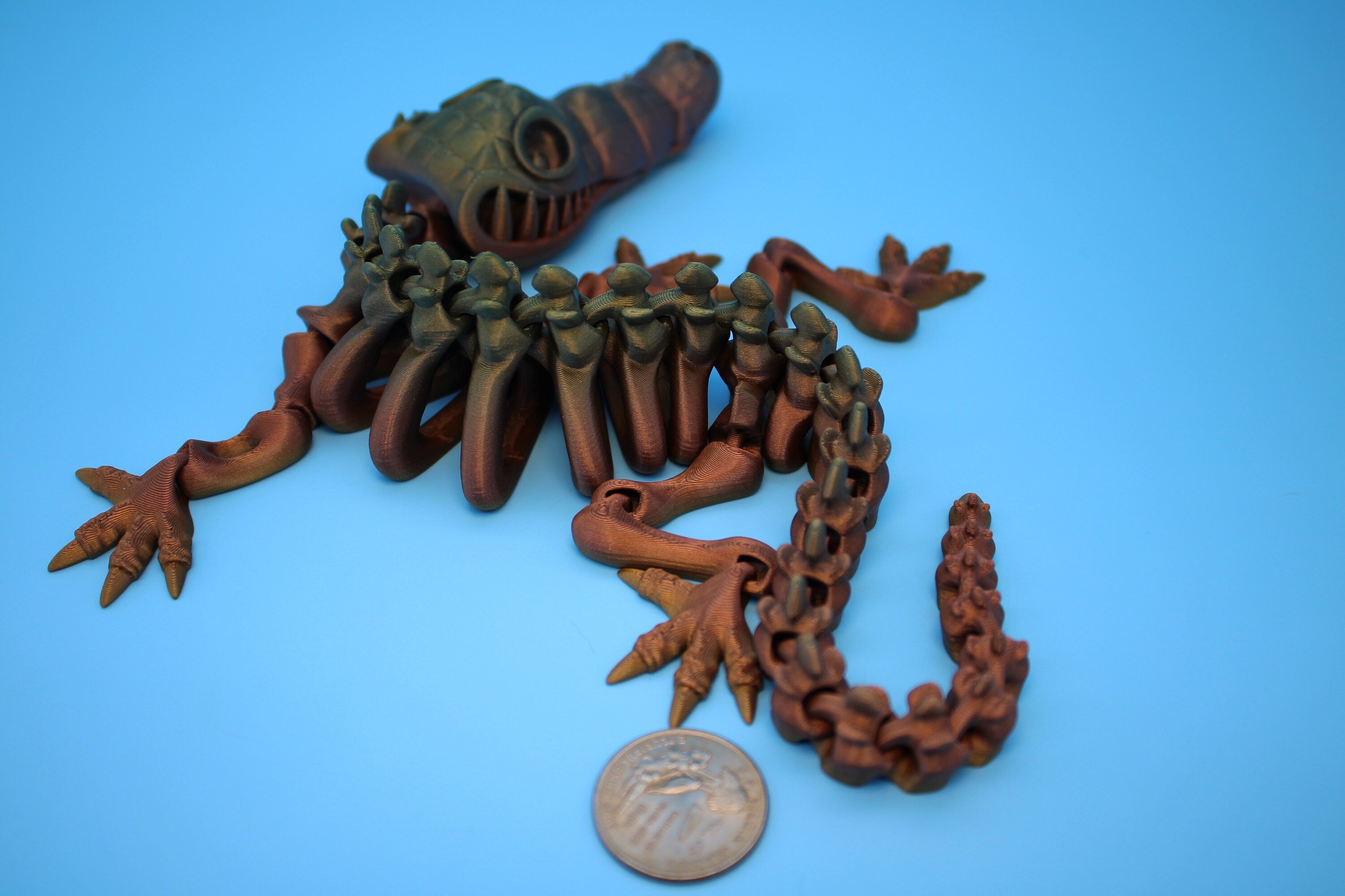 Crocodile | Cute Flexi Toy | Articulating Crocodile | 3D printed Unique Fidget | Desk Buddy | 13 in.