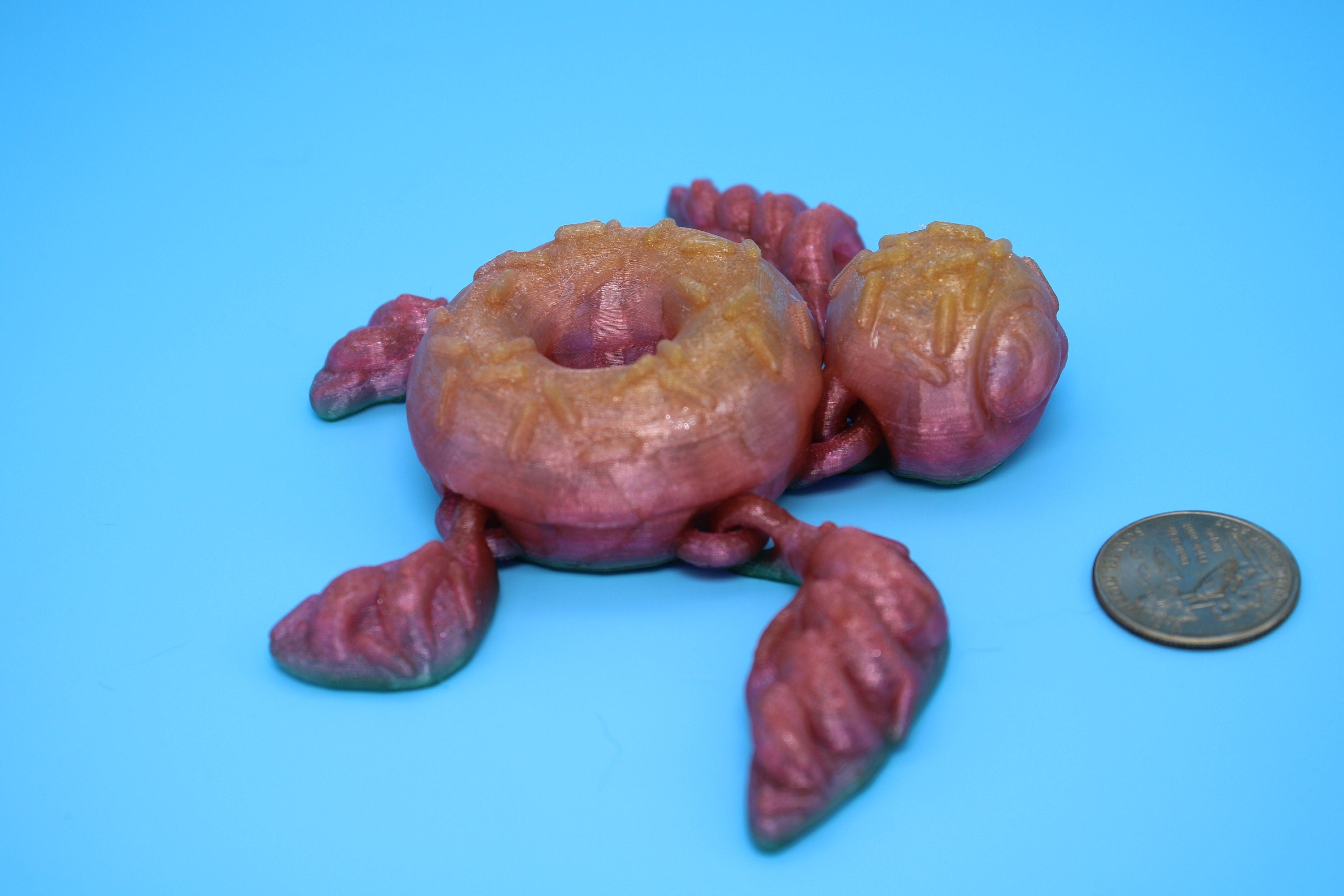 Turtle - Doughnut Turtle | Articulating (Donurtle) | 3D Printed TPU | Flexi Fidget Turtle | Desk Fidget Toy.