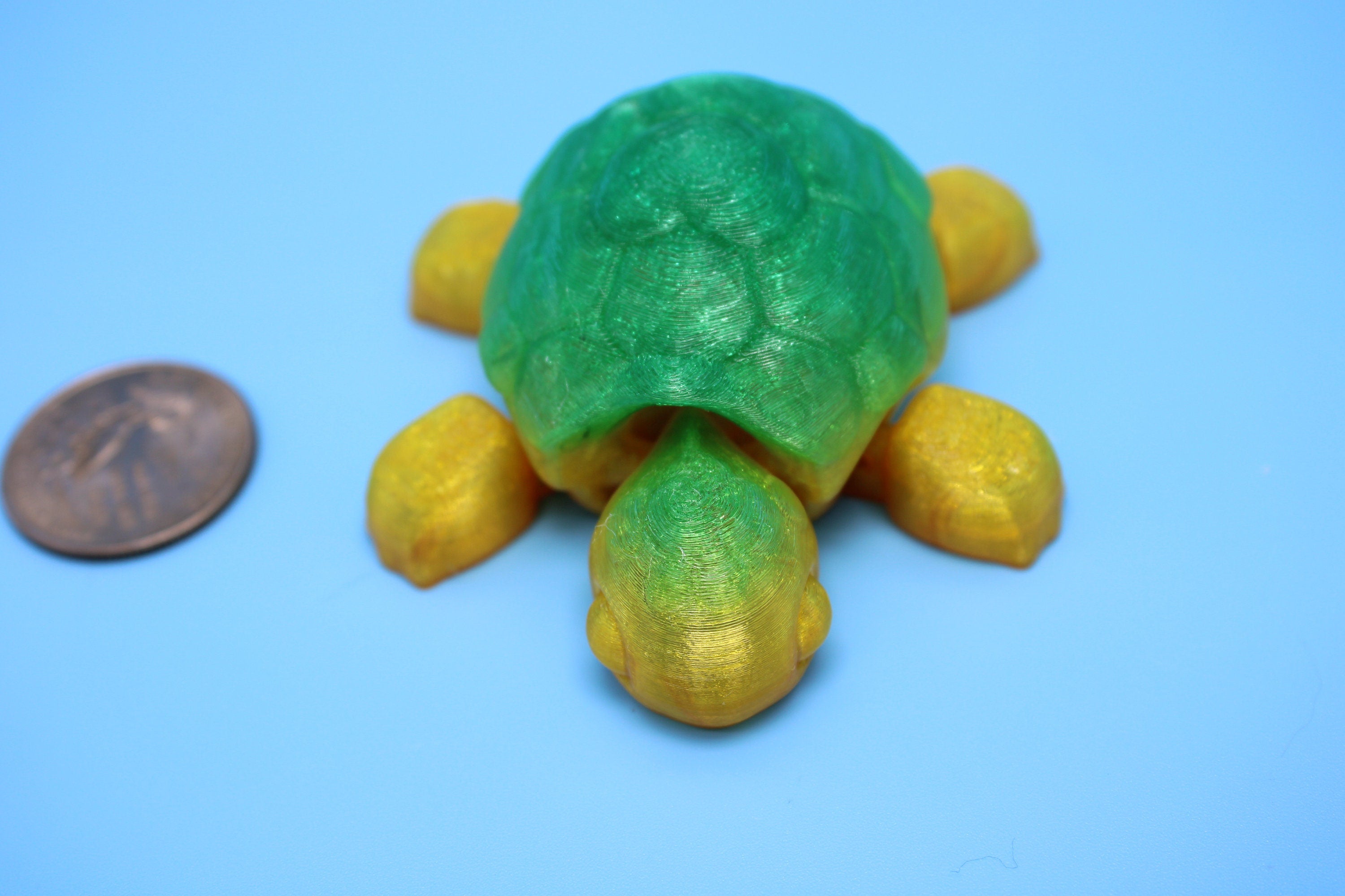Miniature Flexible Articulating Turtle | 3D Printed Cute Turtle with heart on shell | Friendly Reptile | Sensory Toy | Fidget Toy. (TPU)