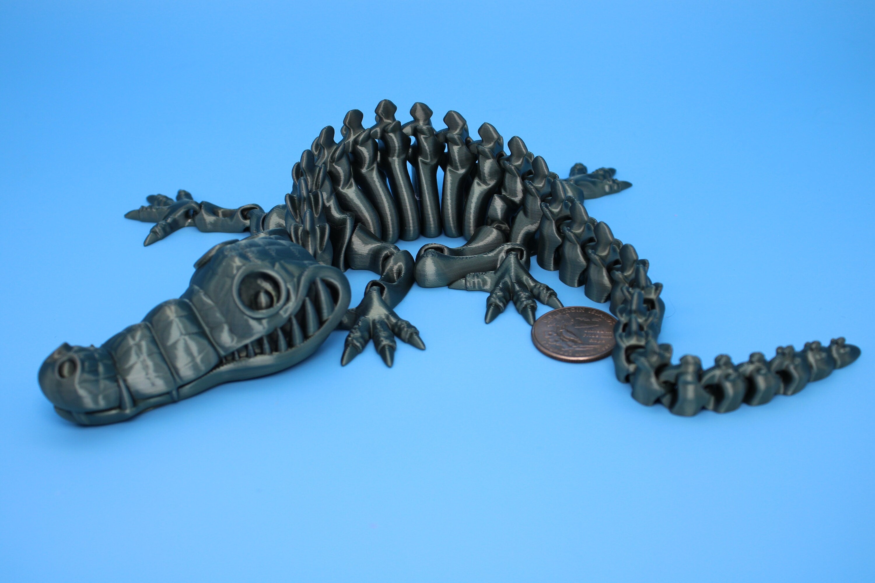 Crocodile | Cute Flexi Toy | Articulating Crocodile | 3D printed Unique Fidget | Desk Buddy | 13 in.
