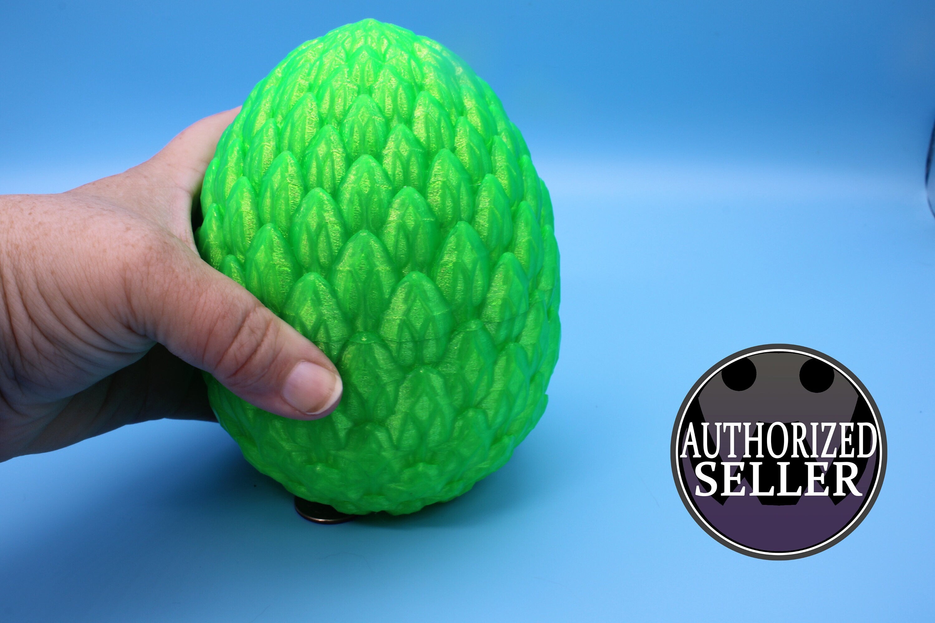 Dragon Scale Egg- Green | 3D printed | Dragon Egg Storage! | 6 in. Dragon Scale Egg | Gift. Decorative Egg