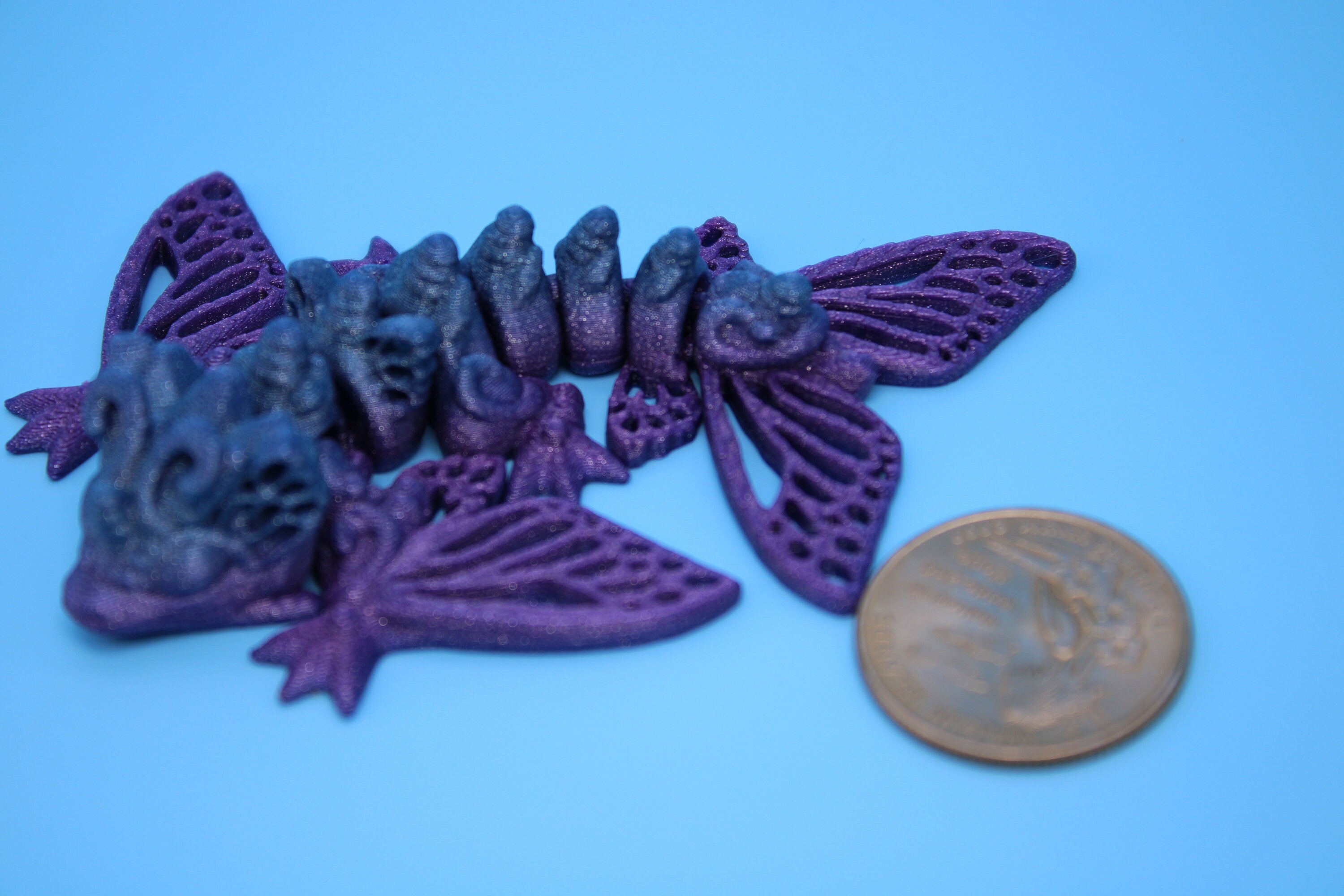 Butterfly Wyvern | Miniature | 3D Printed | Wyvern Dragon | 3.25 in. | Dragon Toy | Fidget Toy | Flexi Dragon.