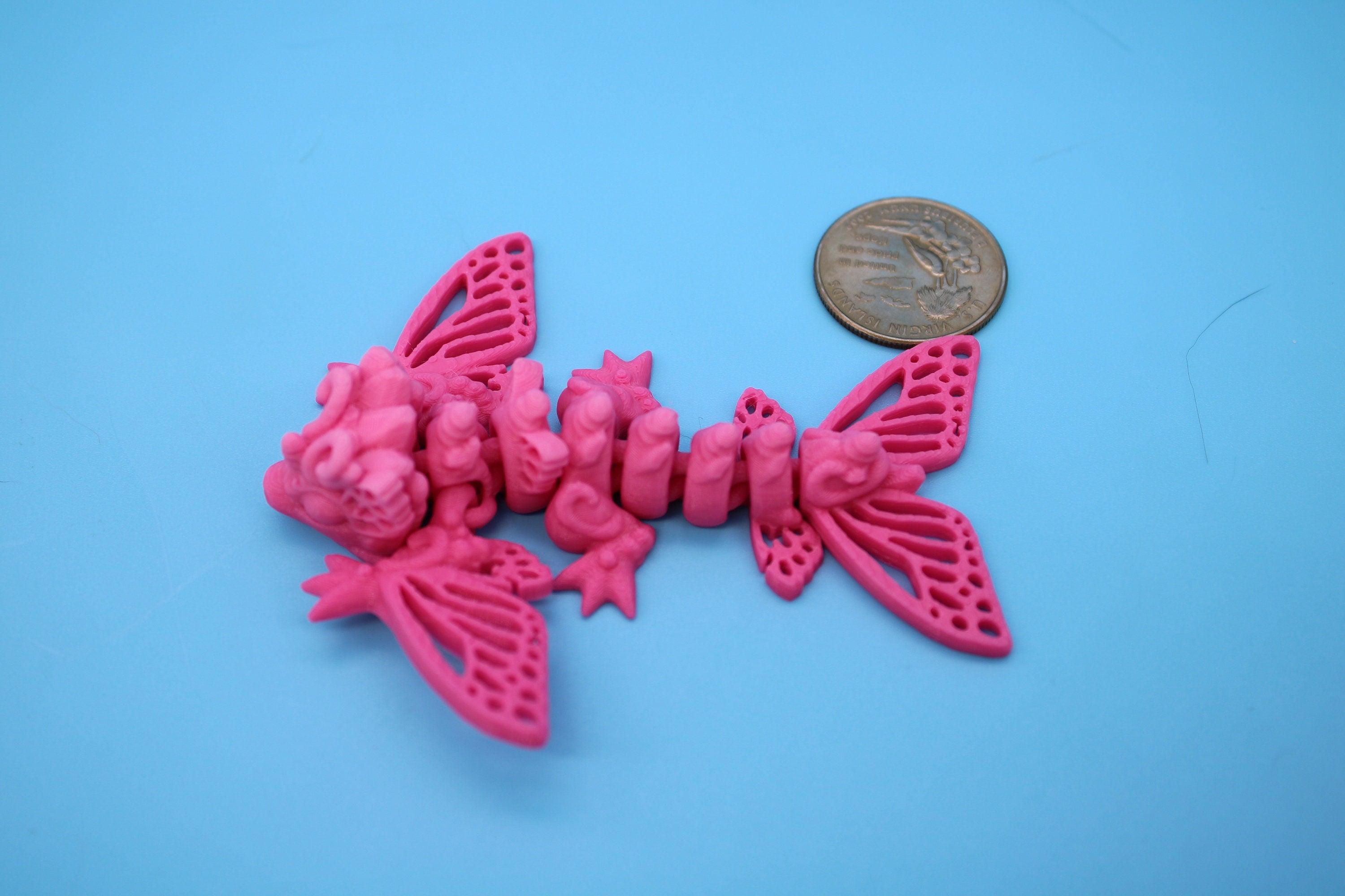 Butterfly Wyvern | Miniature | 3D Printed | Wyvern Dragon | 3.25 in. | Dragon Toy | Fidget Toy | Flexi Dragon.