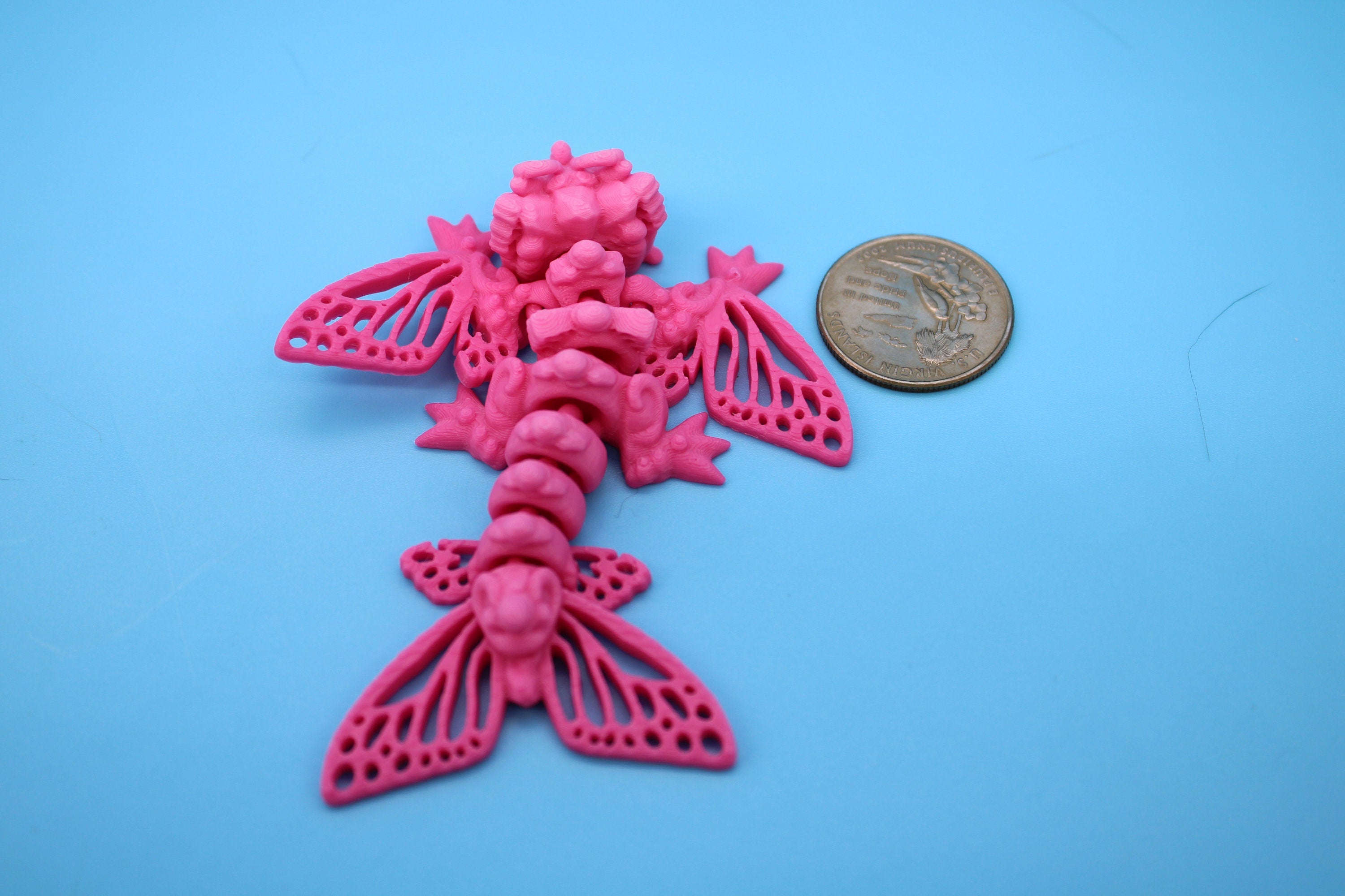 Butterfly Wyvern | Miniature | 3D Printed | Wyvern Dragon | 3.25 in. | Dragon Toy | Fidget Toy | Flexi Dragon.