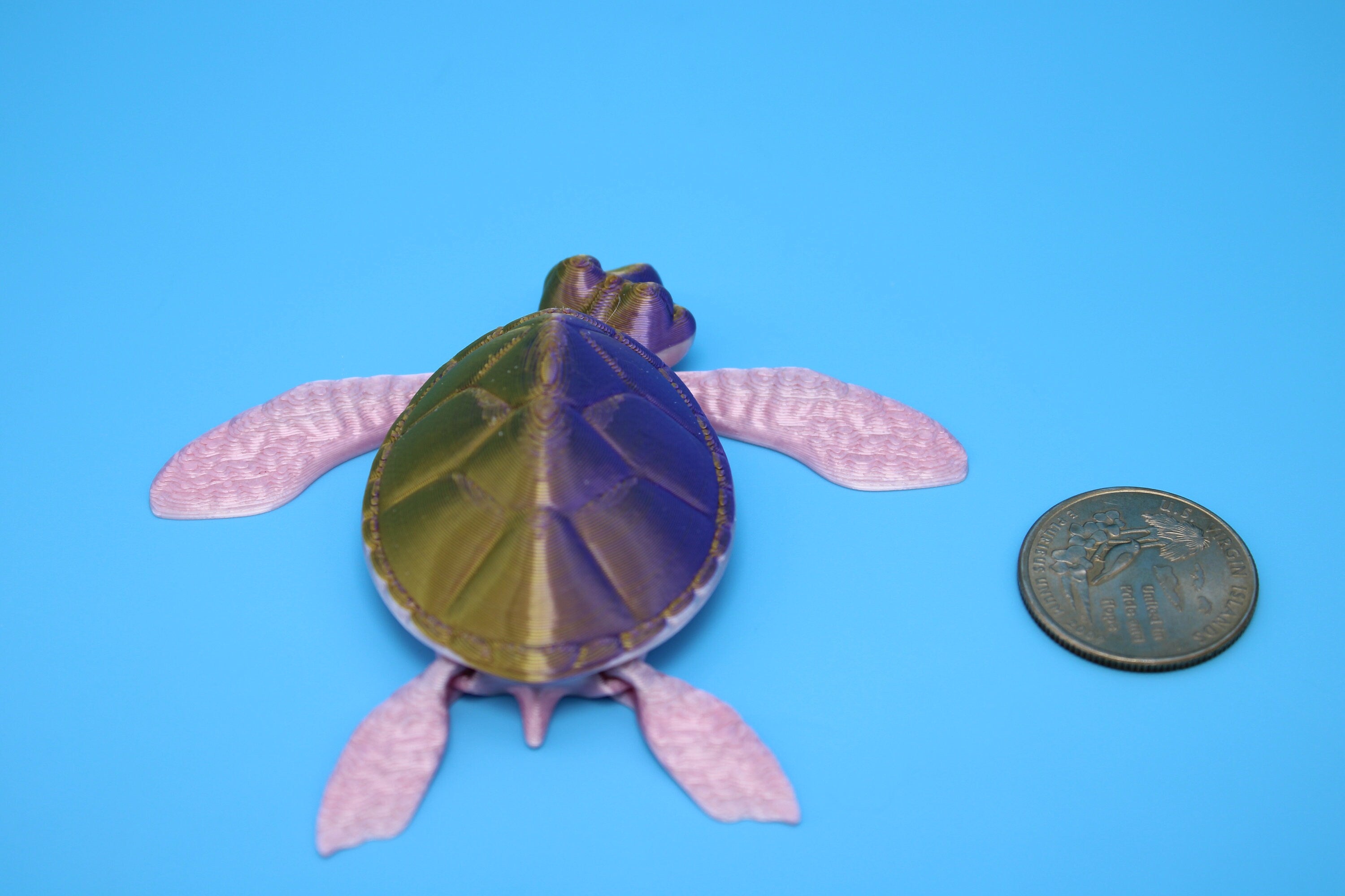 Turtle- Pink & Gold | Miniature | Cute Flexi Toy | Articulating Turtle | 3D printed